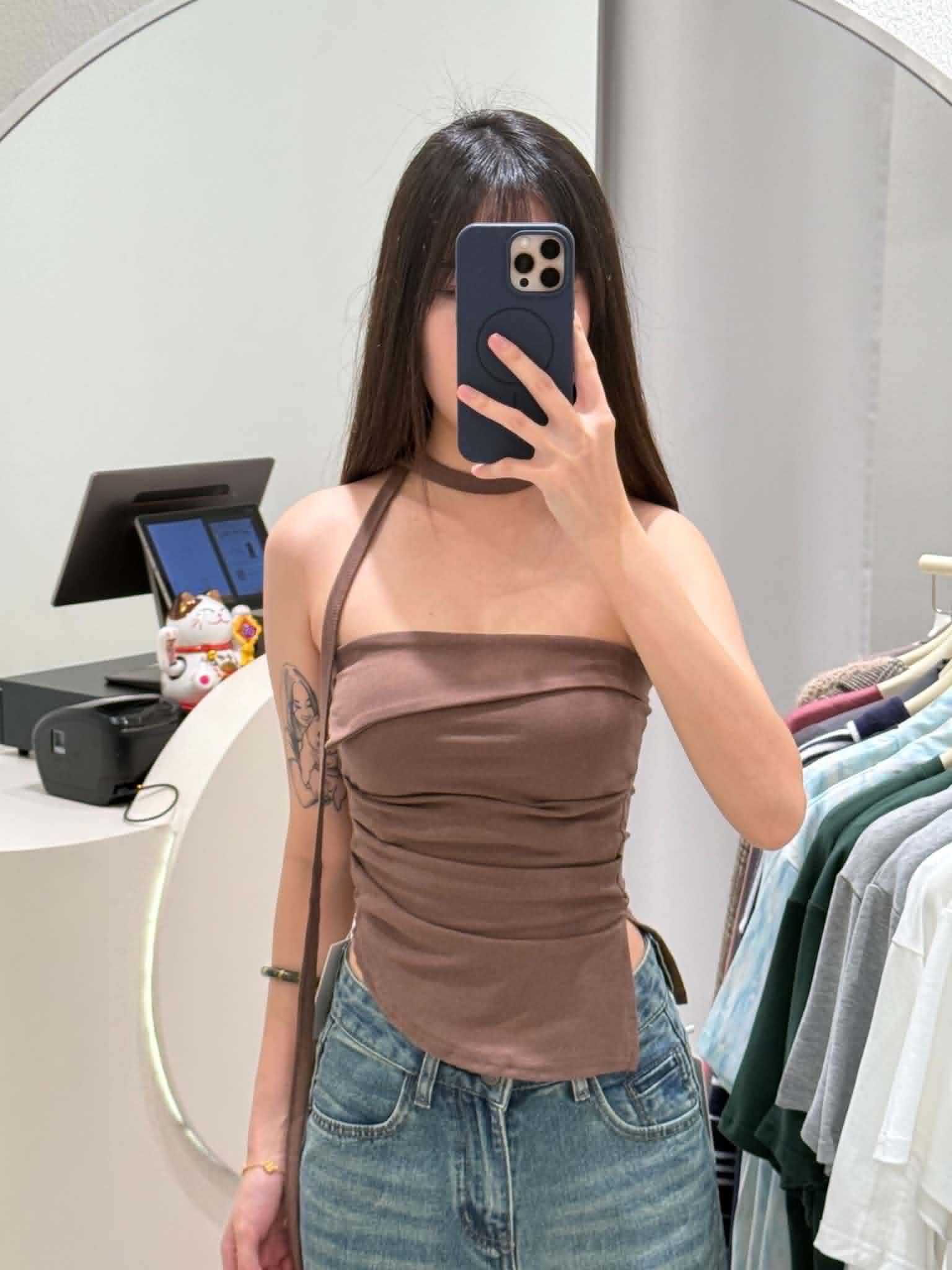 Padded Tube Top with Necktie