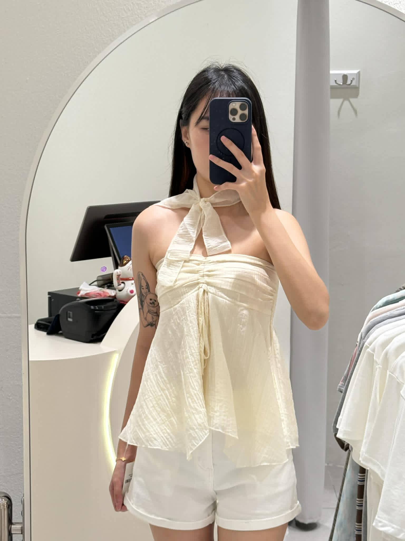 Mesh Tube Top & Neck Tie