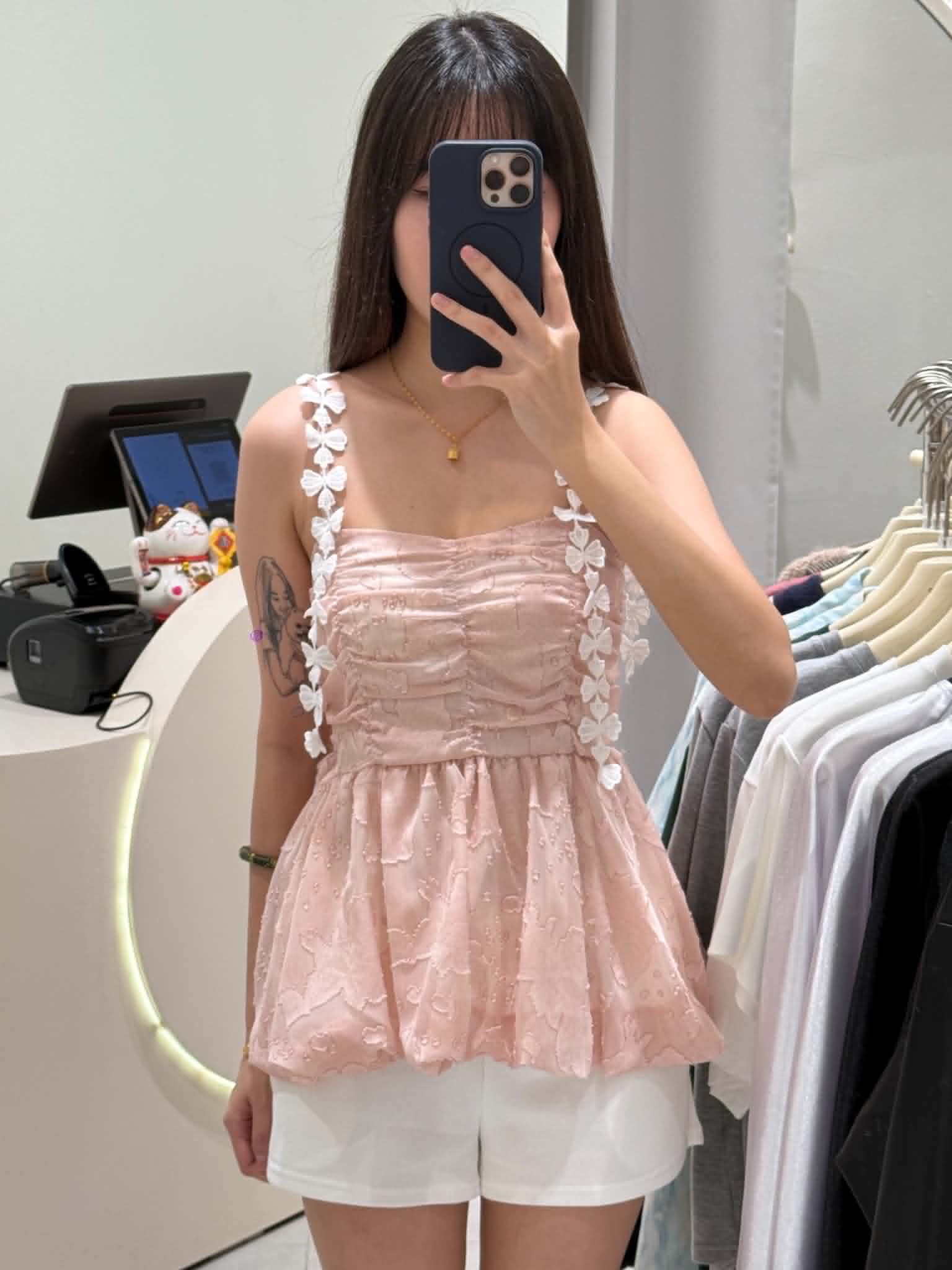 Sleeveless Mesh Blouse