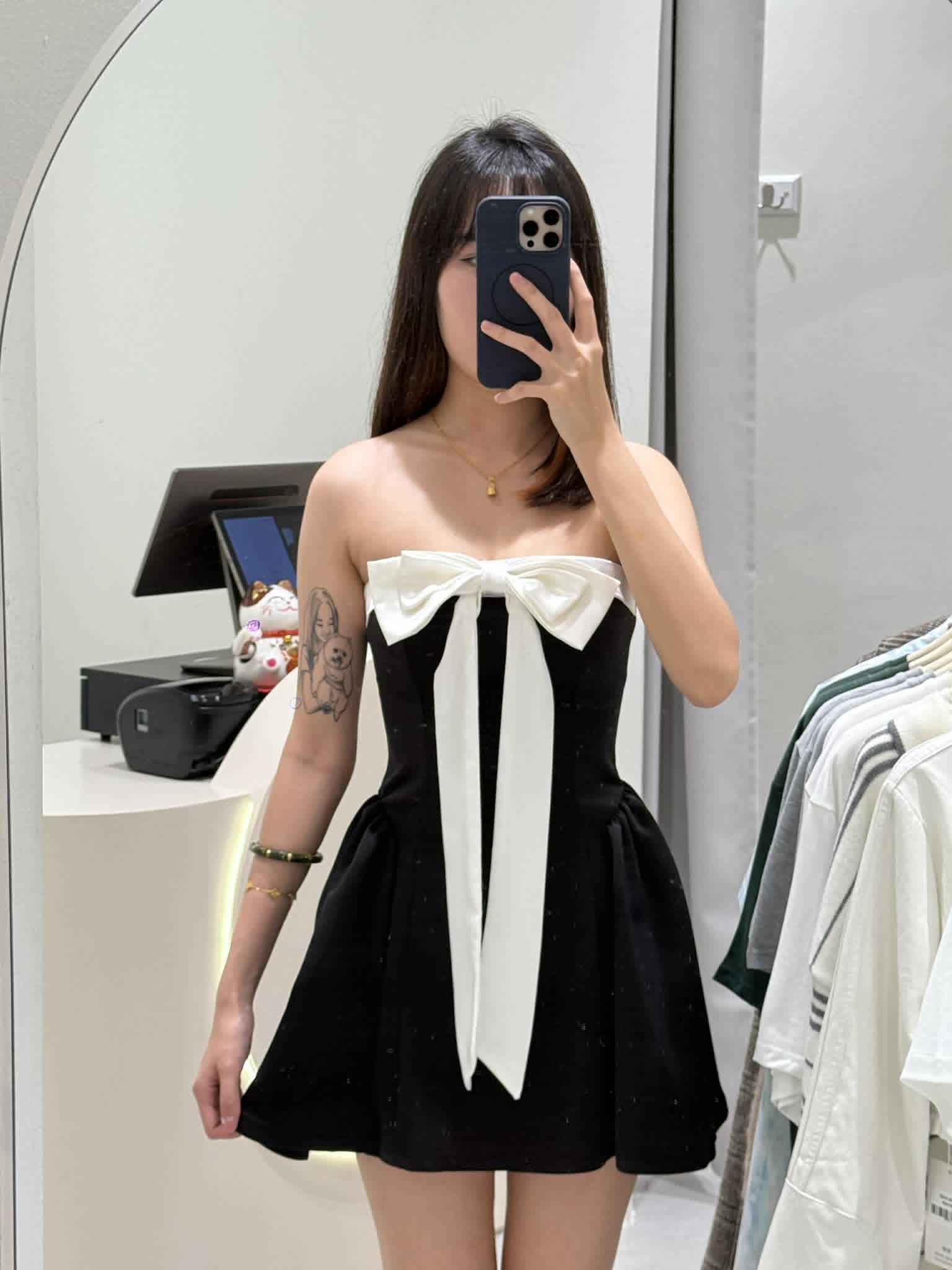 Black Tube Ribbon Dress