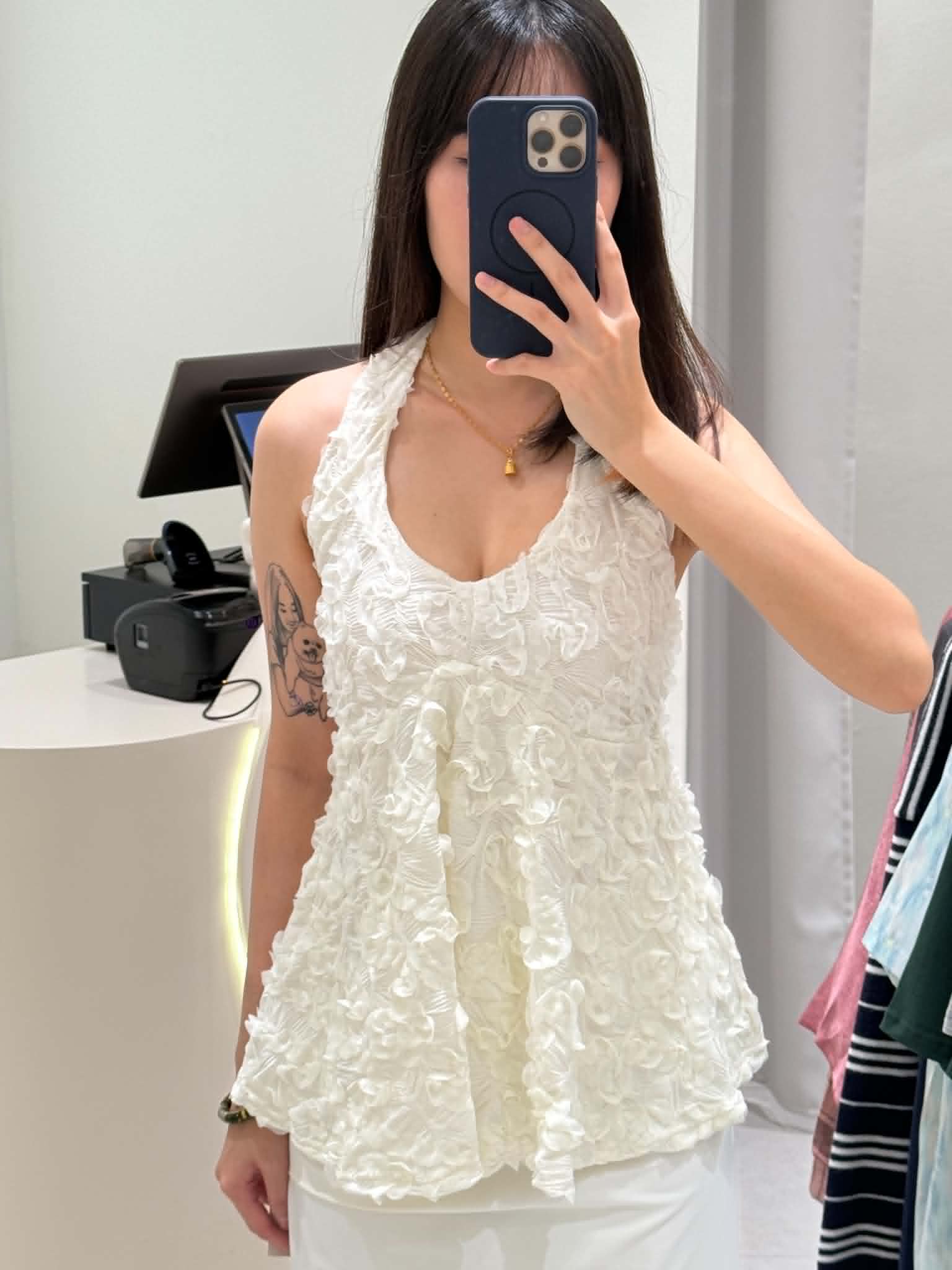 Halter Mesh Blouse
