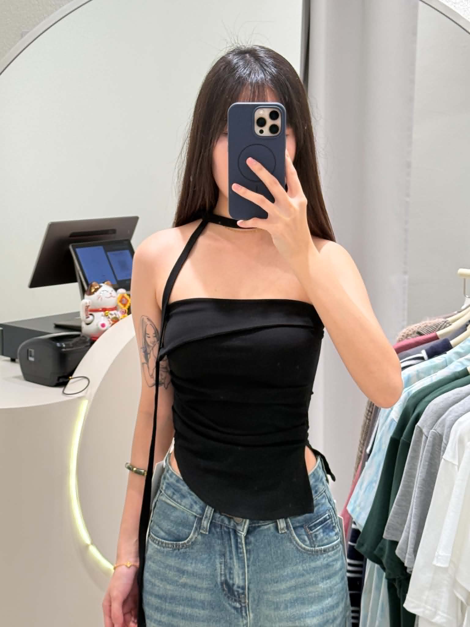 Padded Tube Top with Necktie