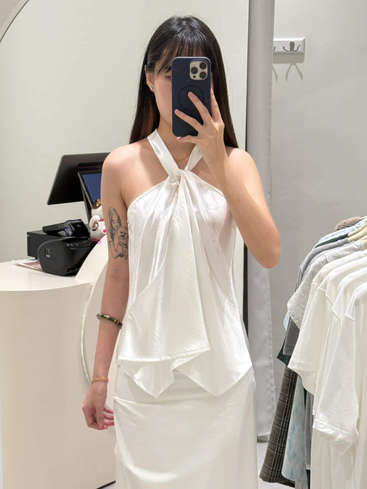 Satin Crossover Sleeveless Blouse