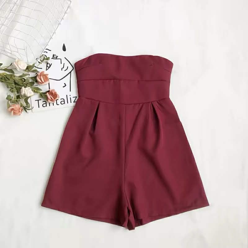 Wine Red Tube Romper