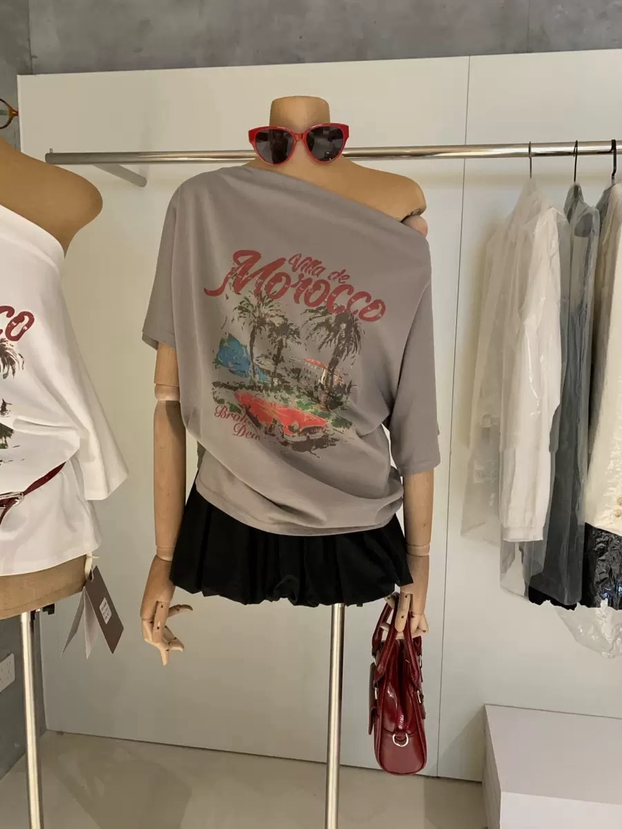 Morocco Slanted Shoulder T-Shirt 