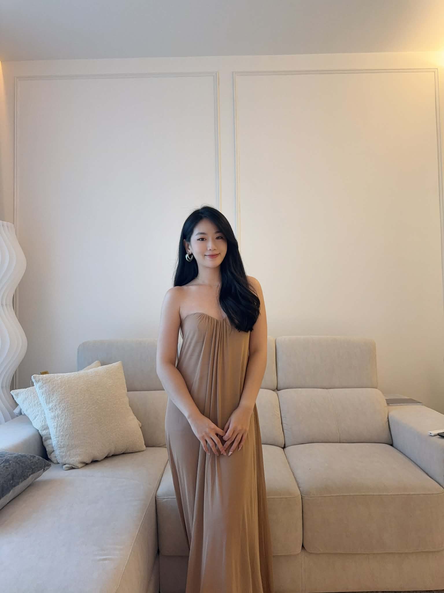 Khaki Tube Mesh Dress