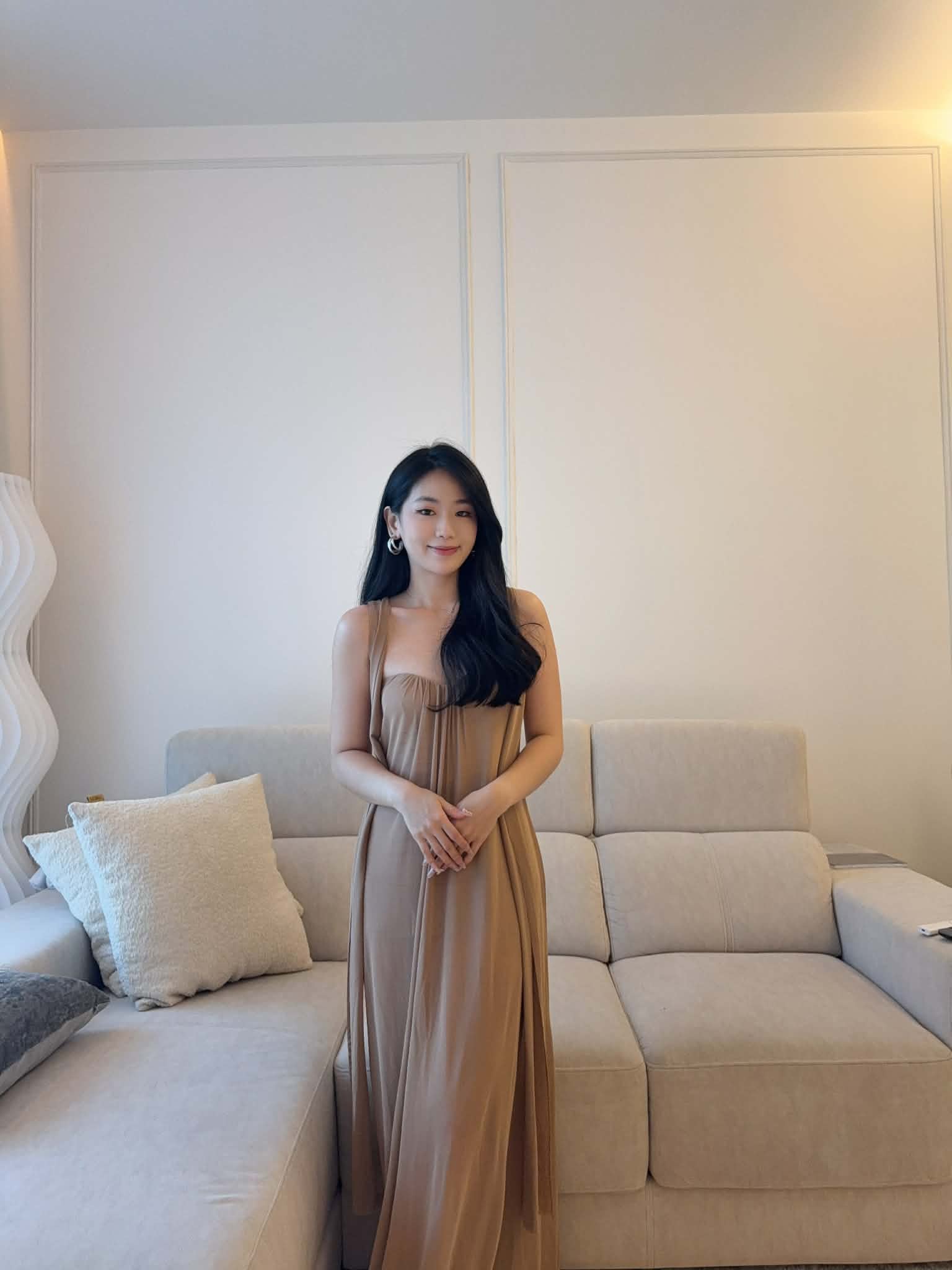 Khaki Tube Mesh Dress