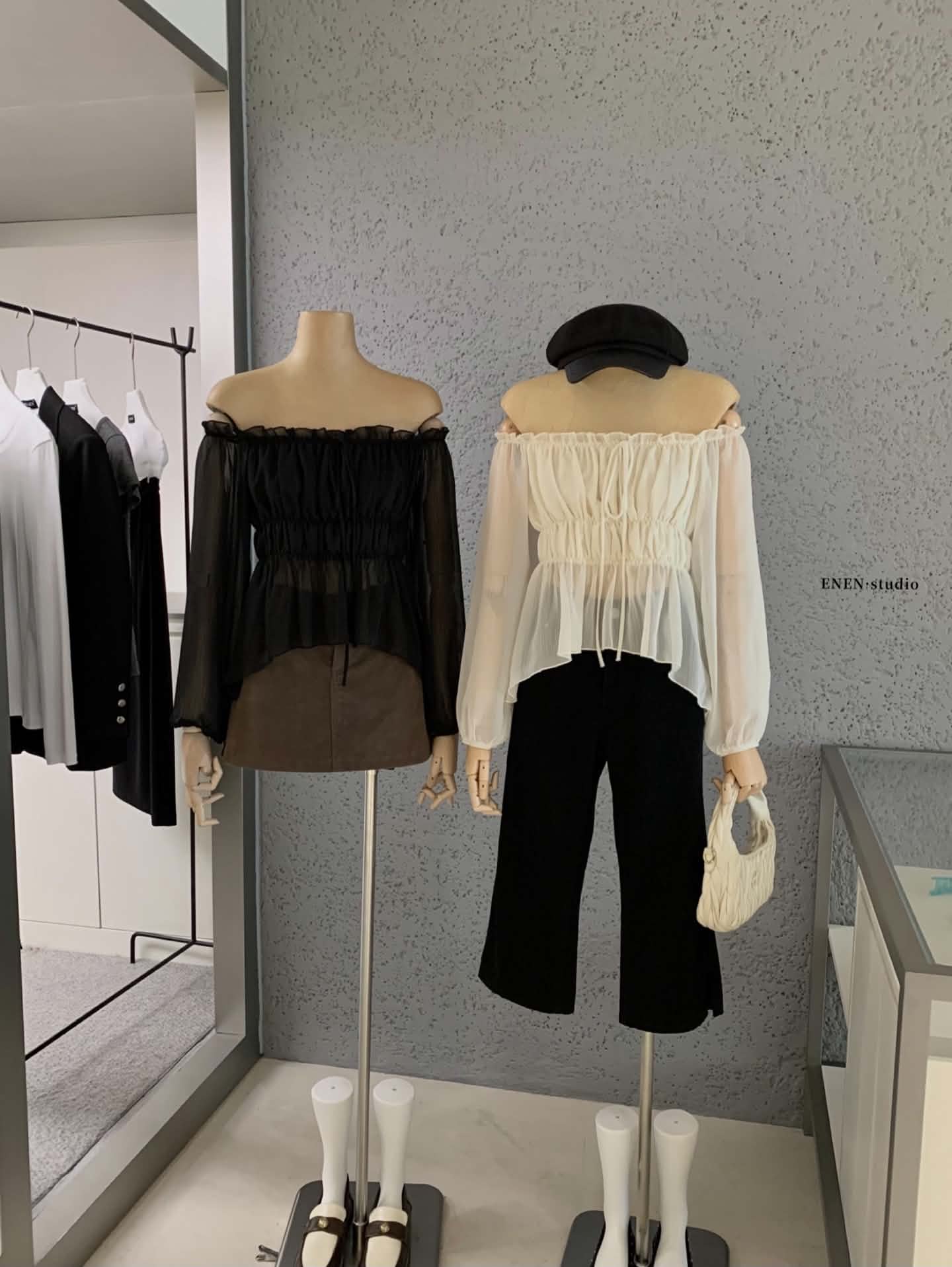 Ruffle Off Shoulder Chiffon Blouse