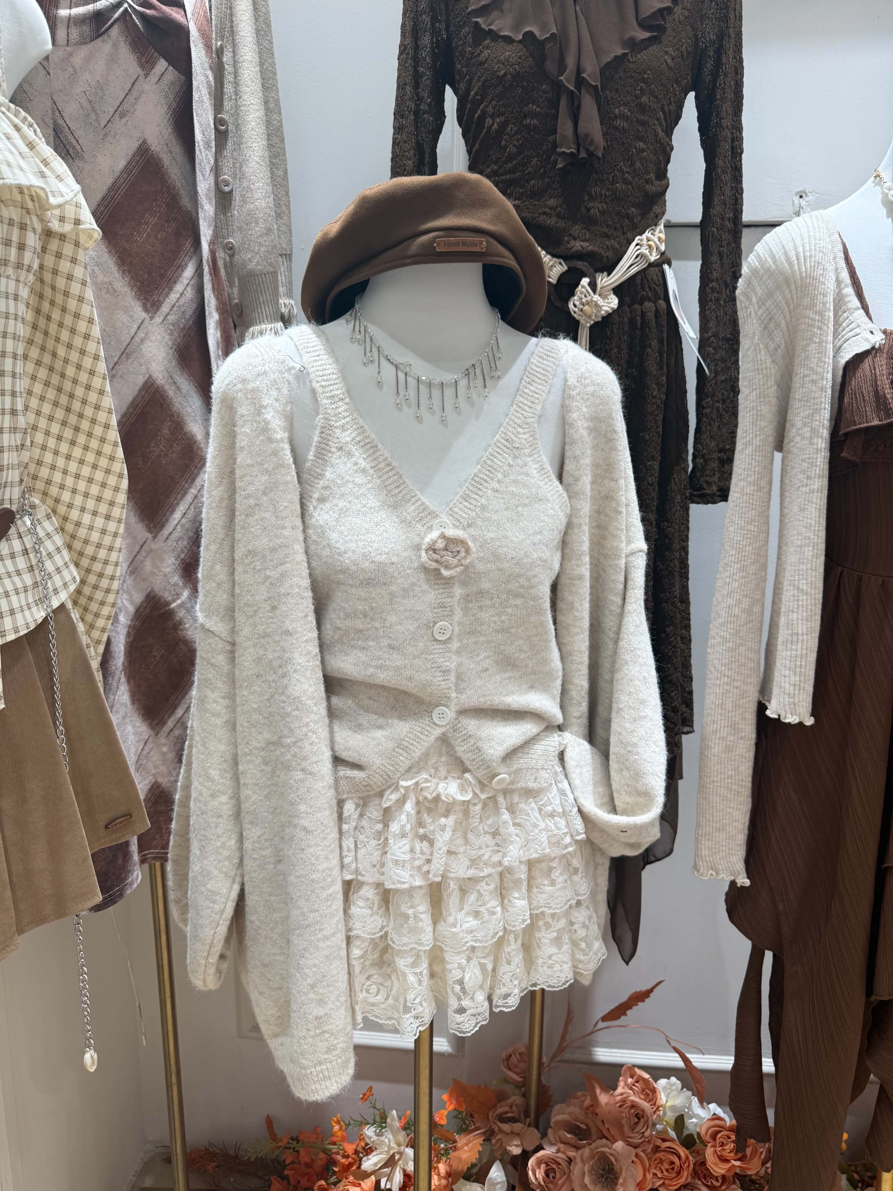 Cardigan & V Neck Tank Top