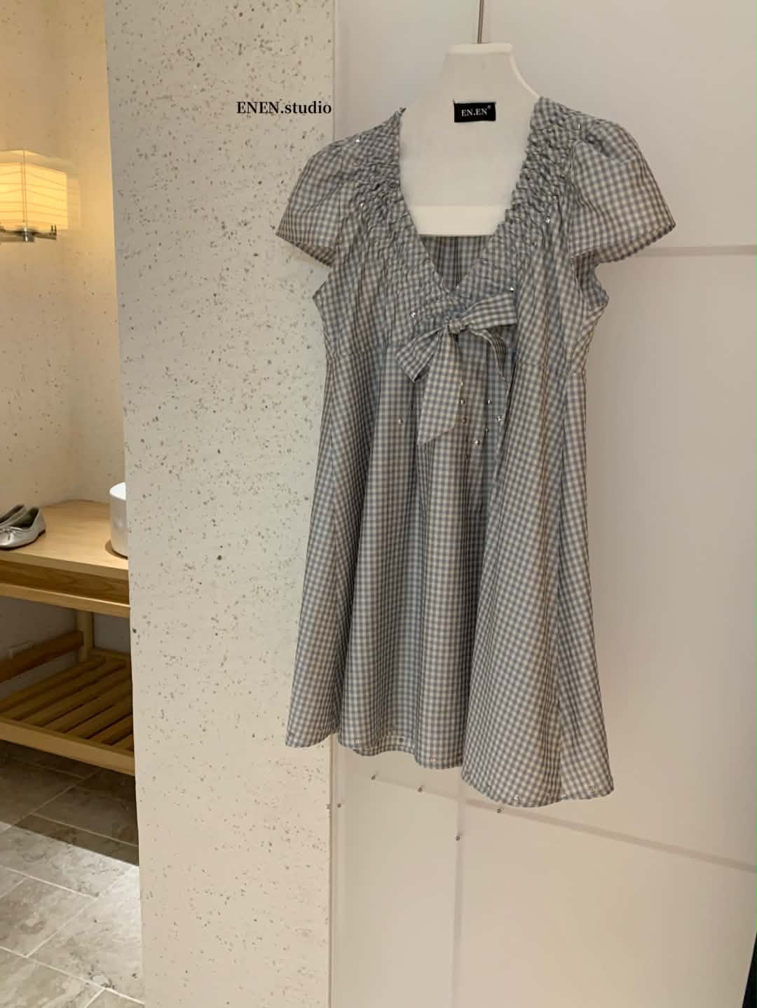 Sweet Bow Stud Mini Dress