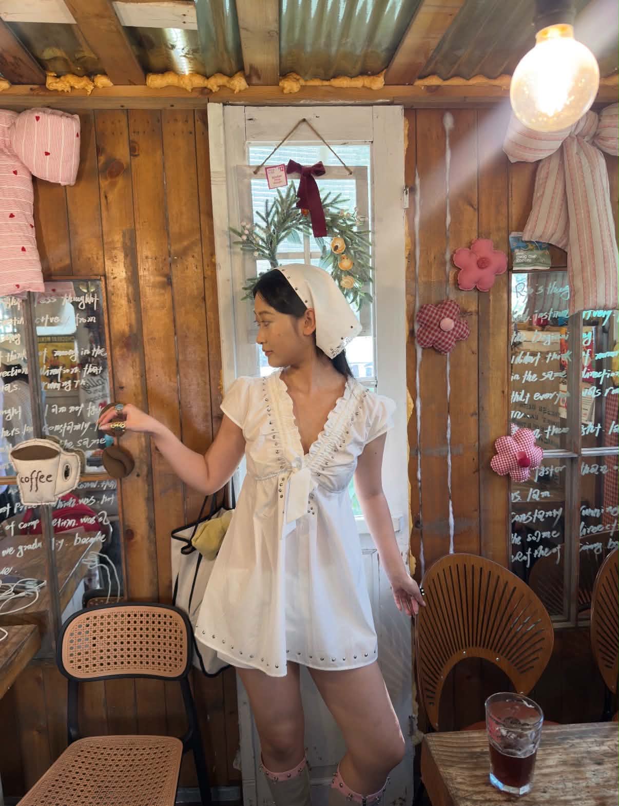 Sweet Bow Stud Mini Dress