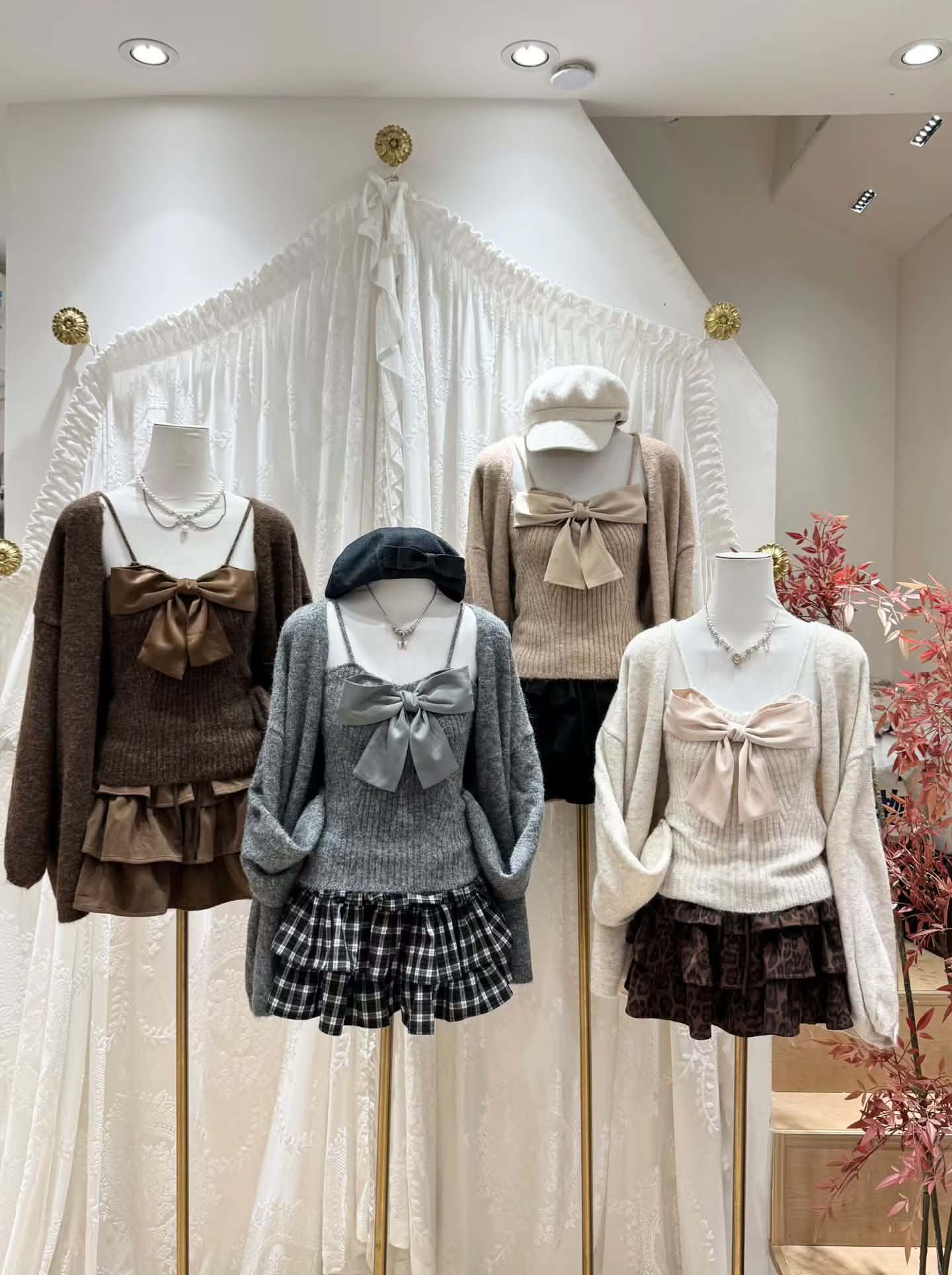 Cardigan & Bow Singlet Set