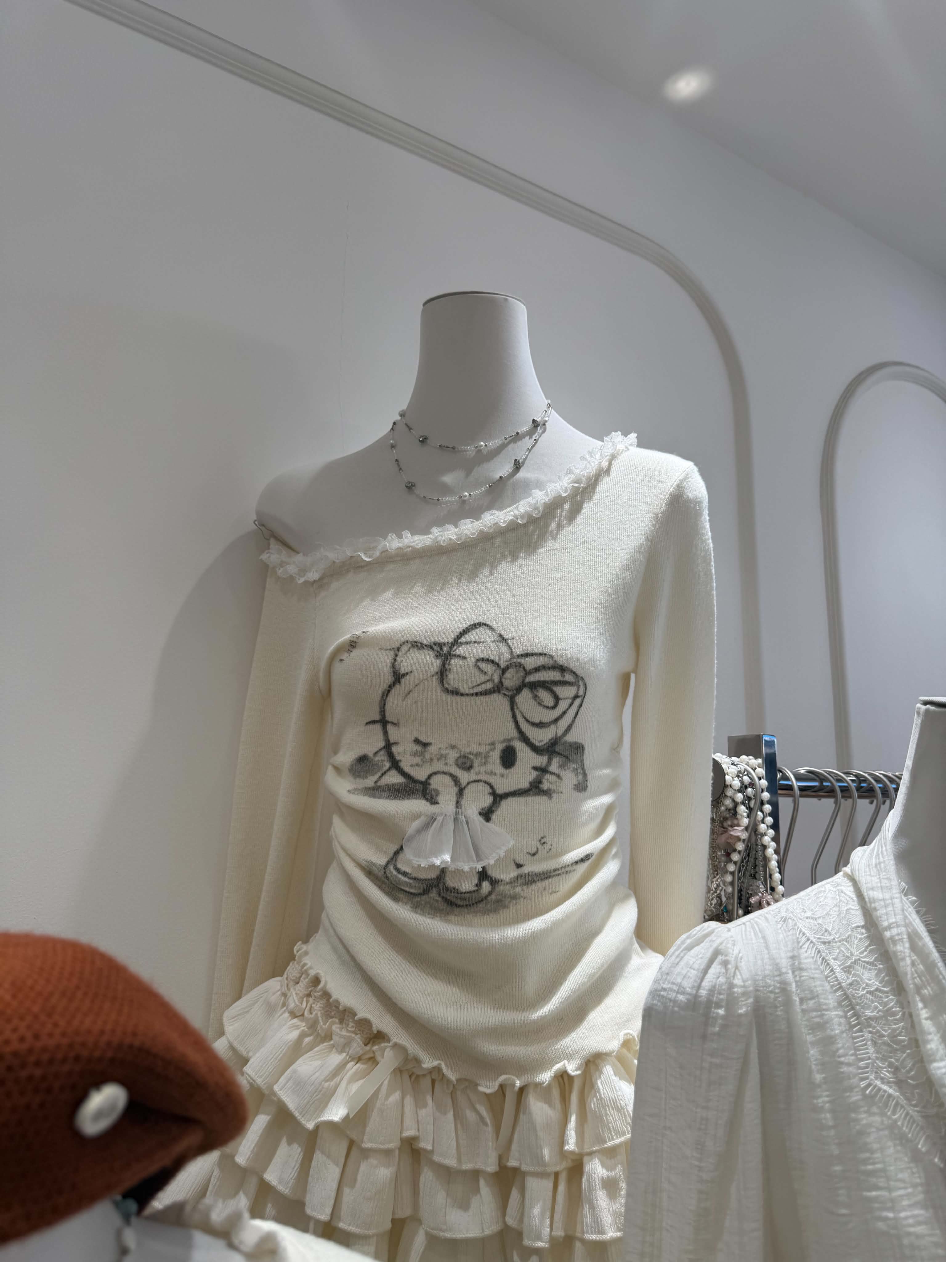 Hello Kitty Knitted Slanted Shoulder Top