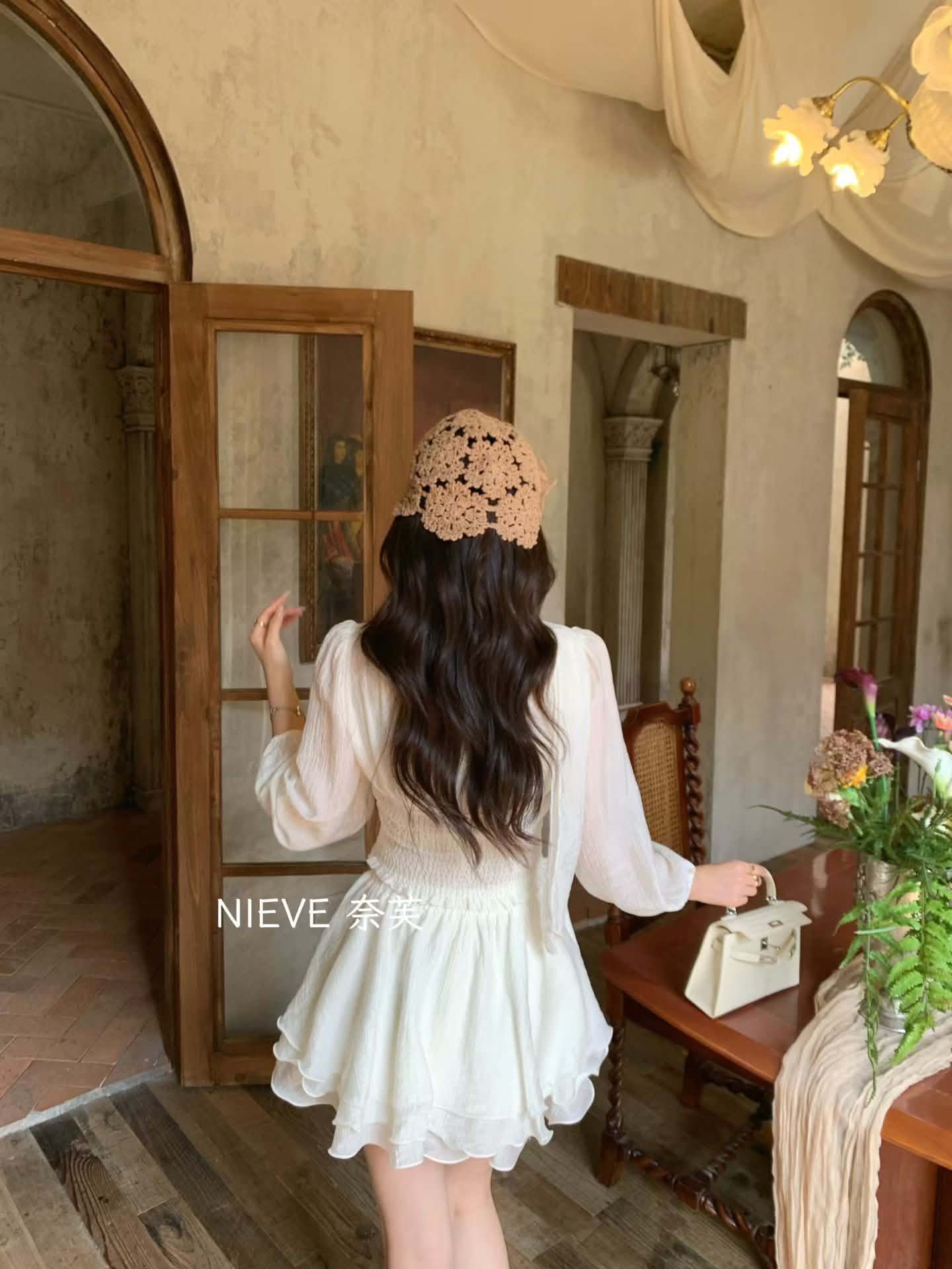 French Ribbon Blouse & Layered Mini Skirt Set