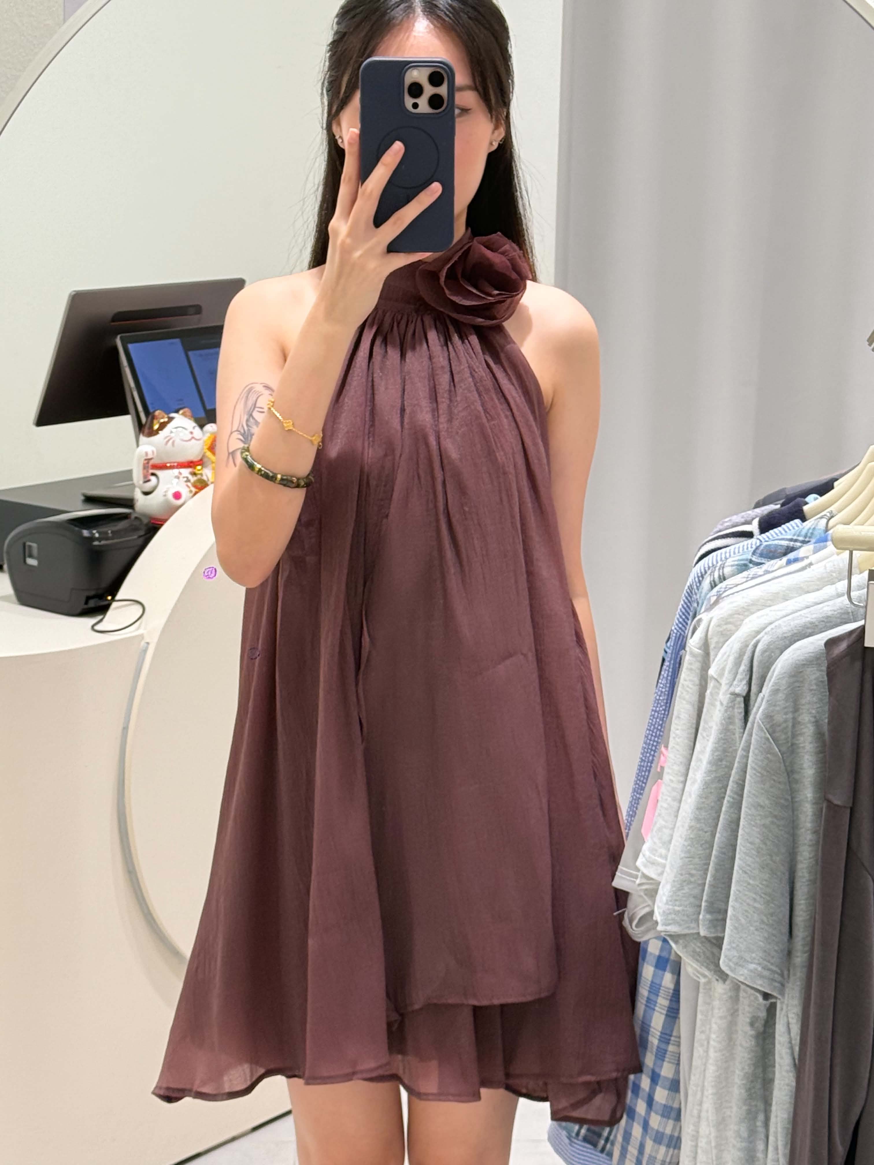 Sleeveless Mesh Halter Dress