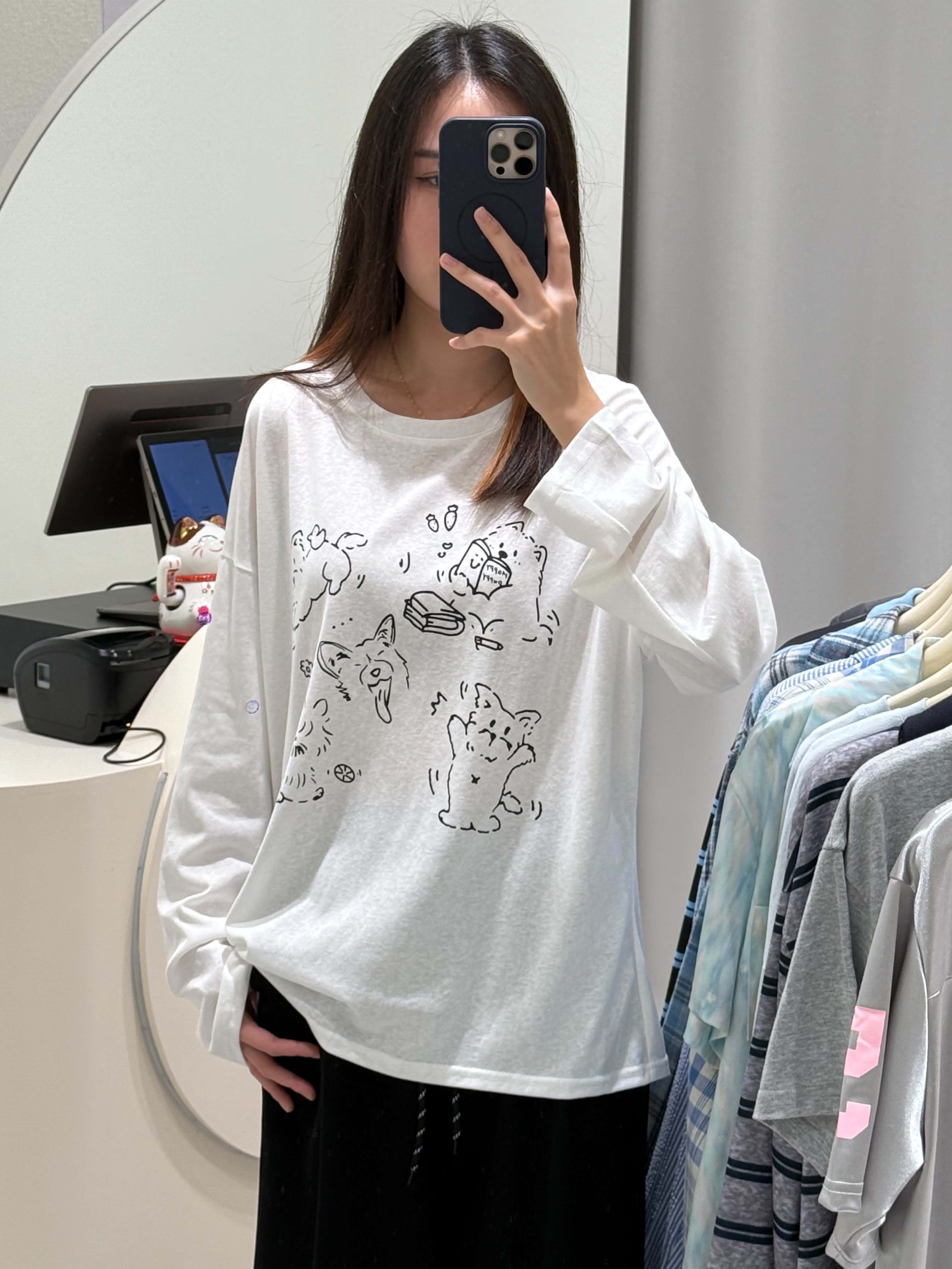 Cartoon Graphic Long Sleeve Blouse