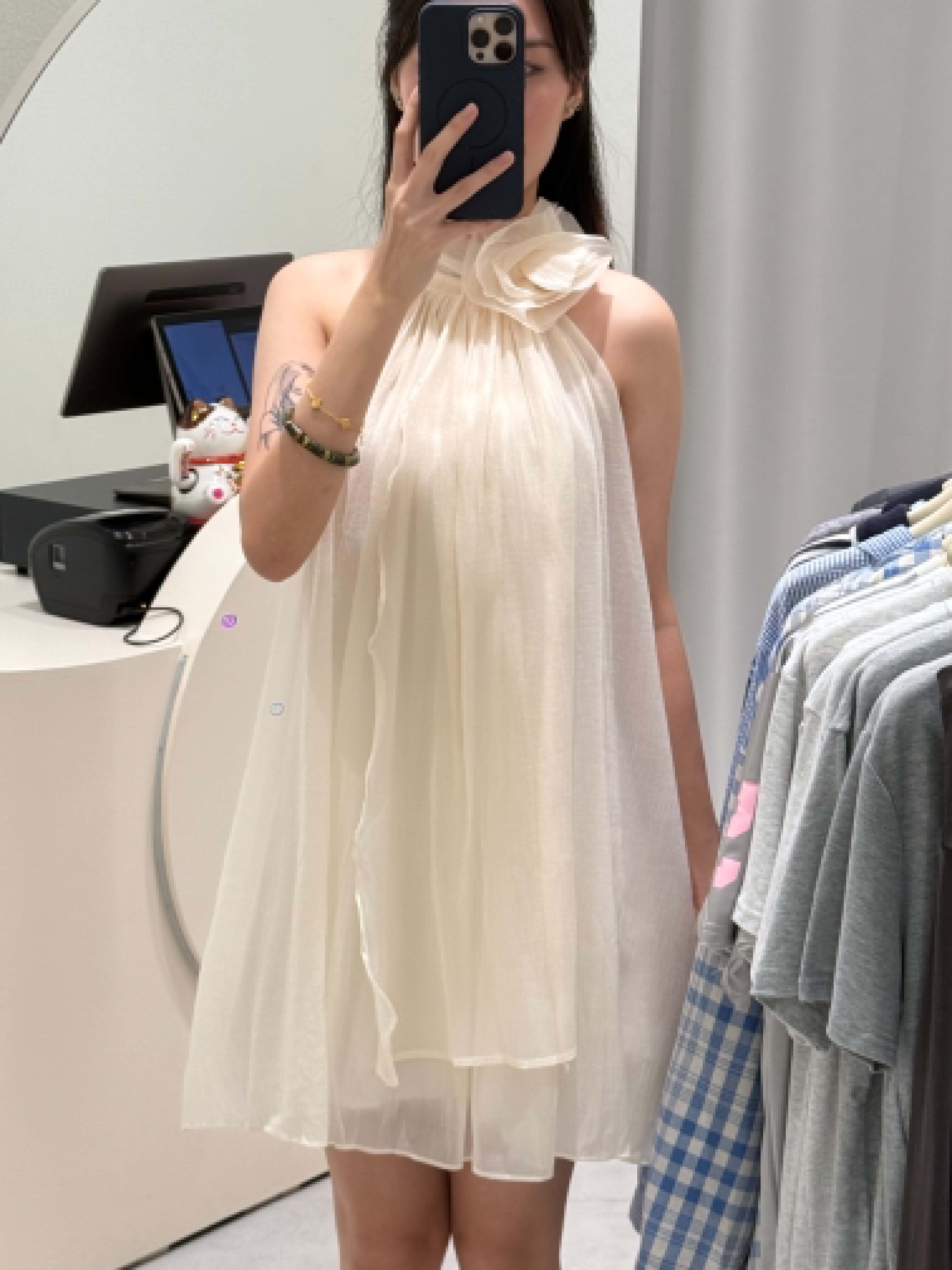 Sleeveless Mesh Halter Dress