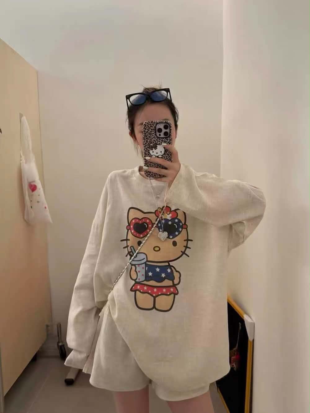 Hello Kitty Long Sleeve Blouse & Shorts Set