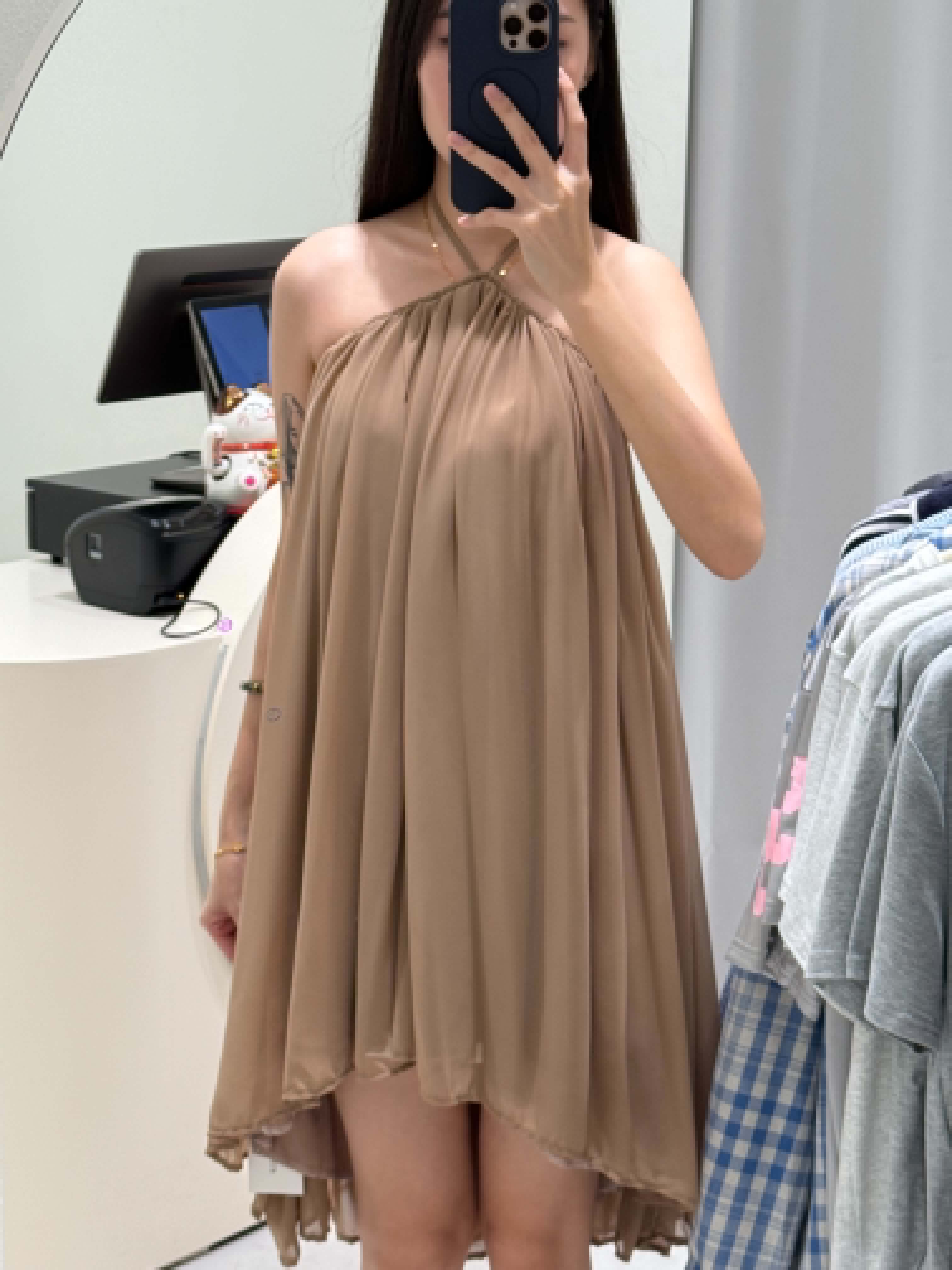Sleeveless Halter Neck Mesh Dress