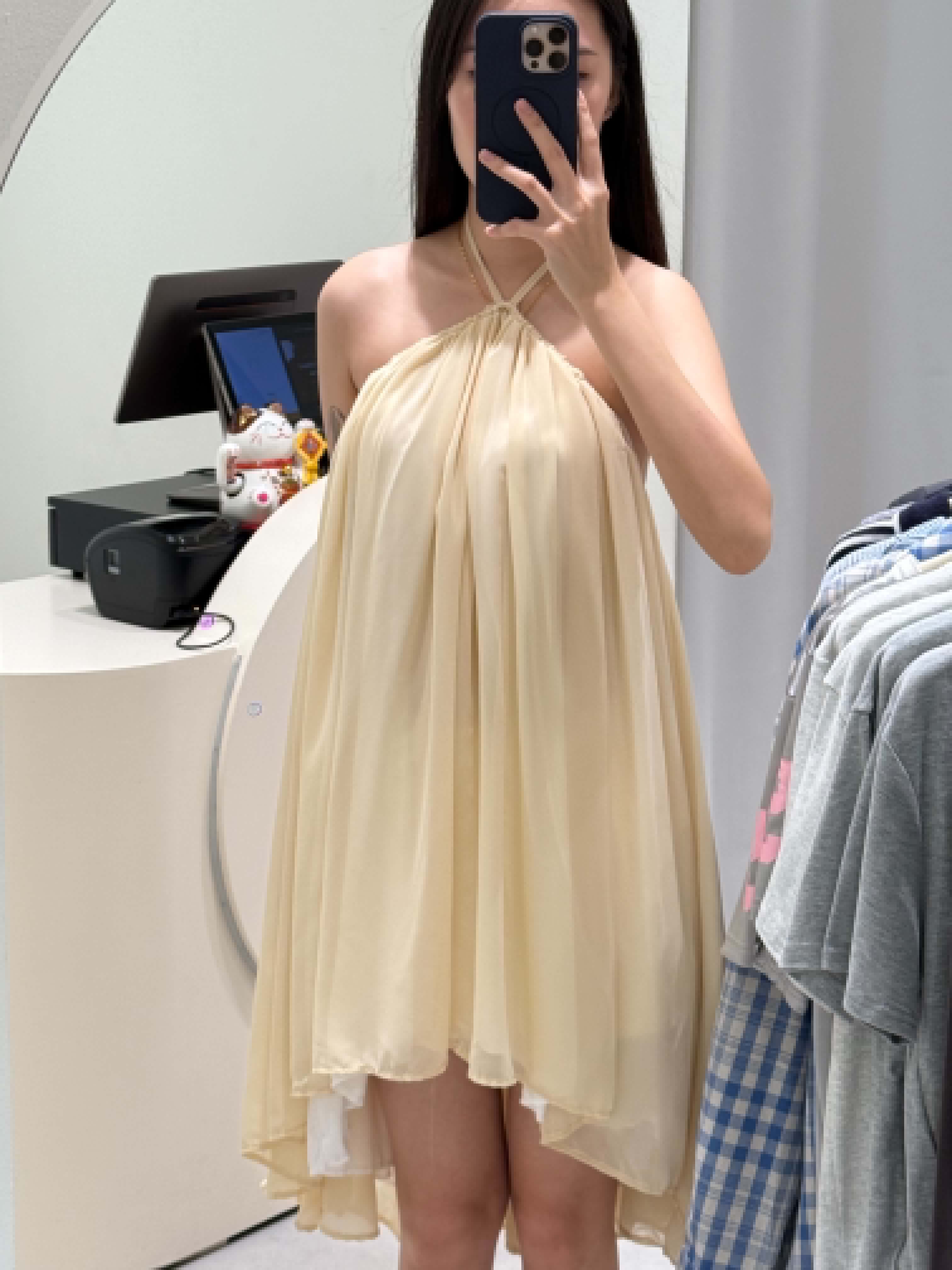 Sleeveless Halter Neck Mesh Dress