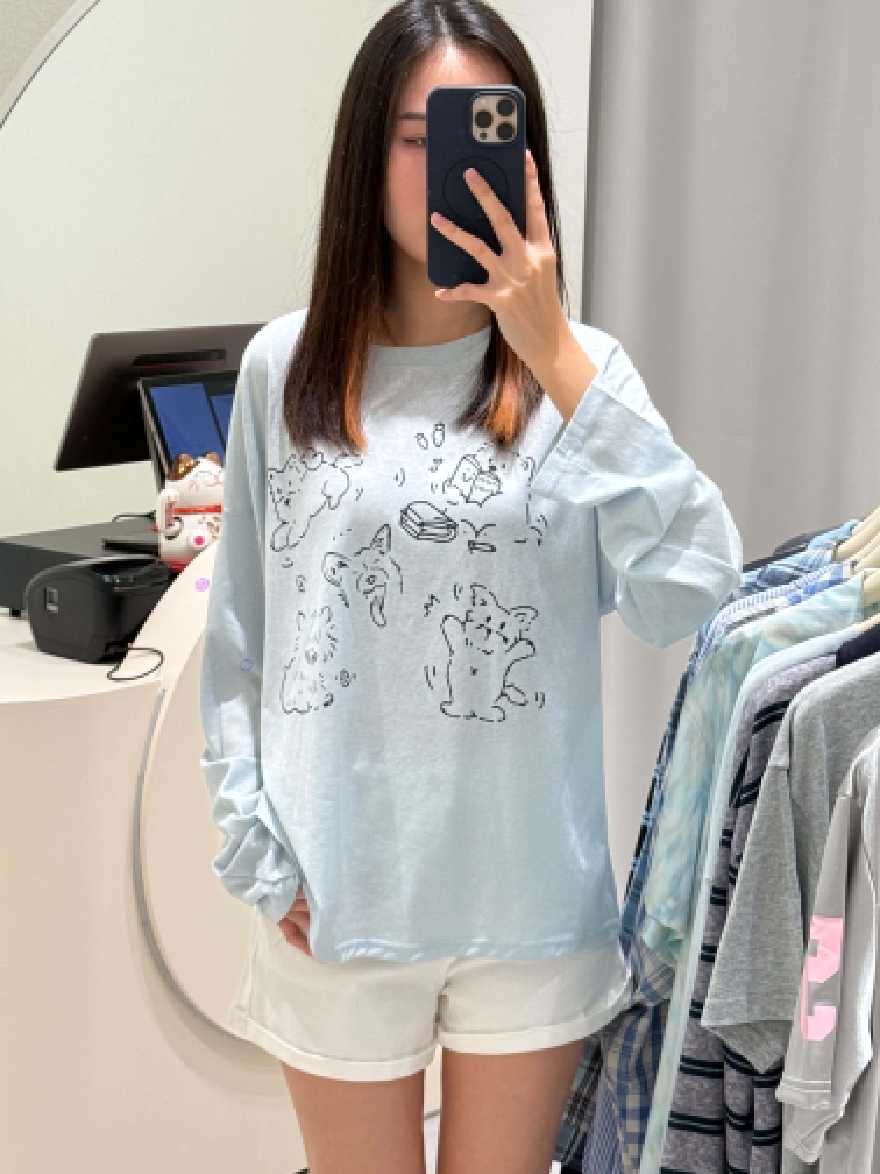Cartoon Graphic Long Sleeve Blouse