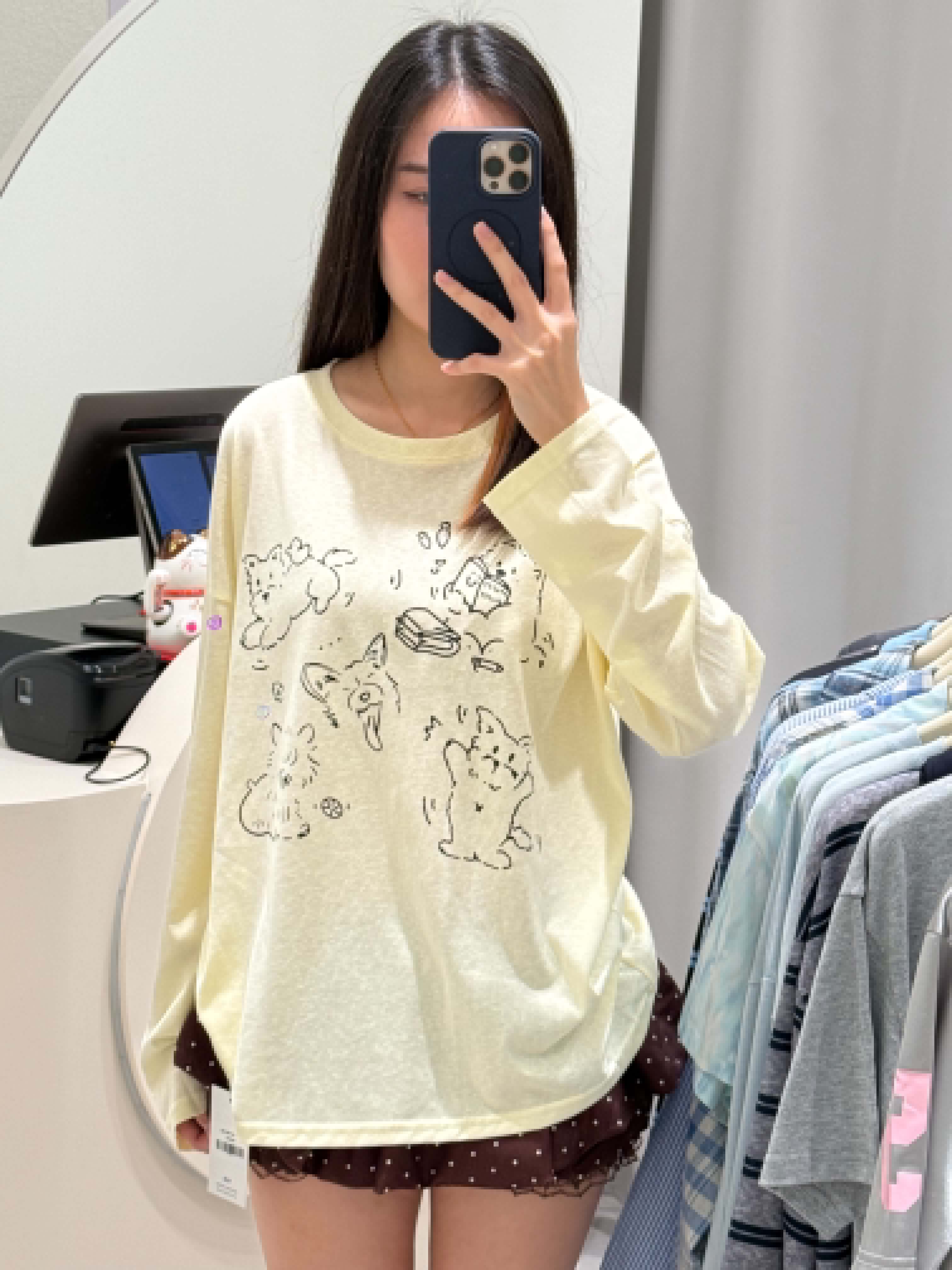 Cartoon Graphic Long Sleeve Blouse