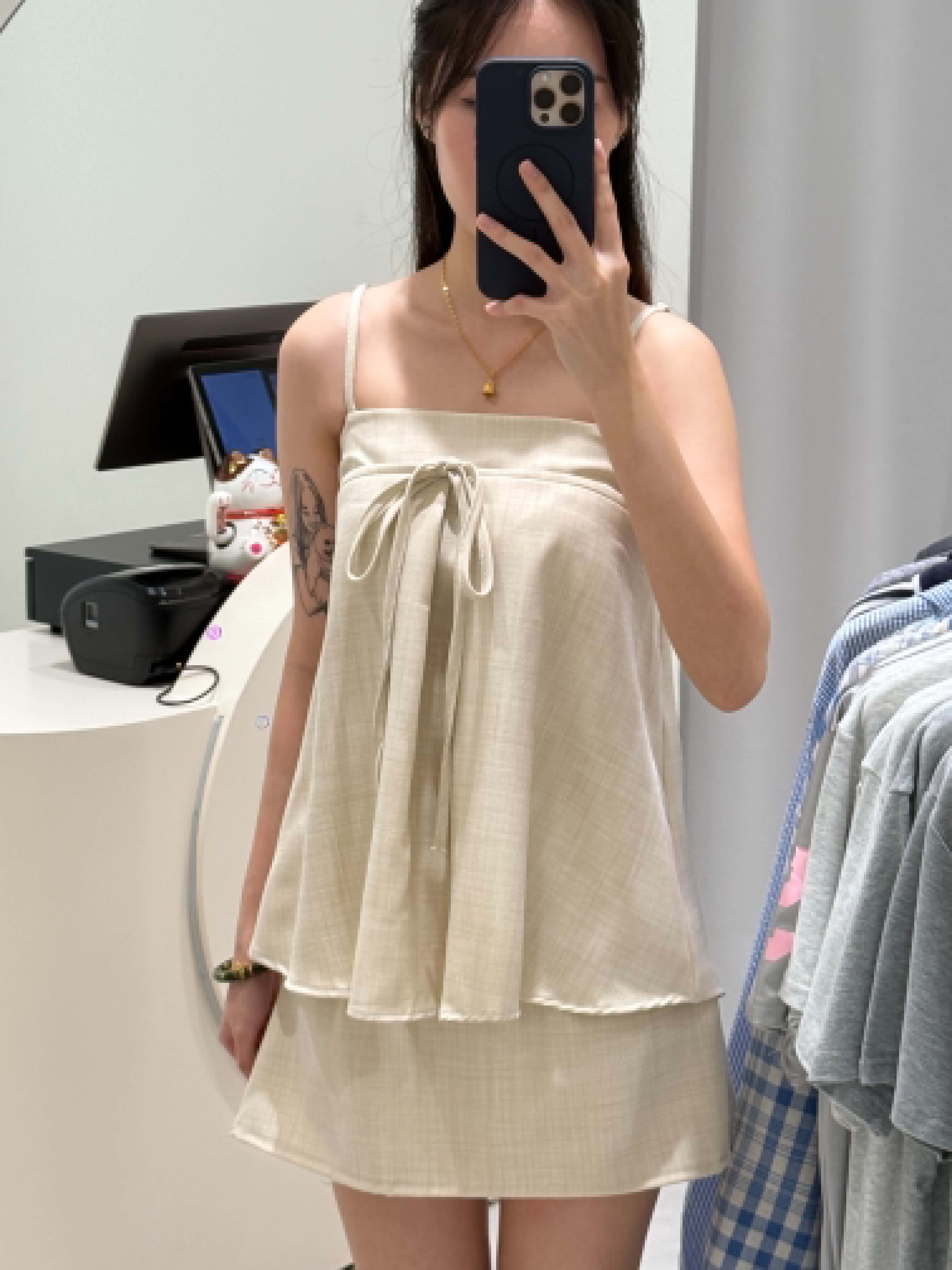Sleeveless Ribbon Flare Blouse & Skirt Set