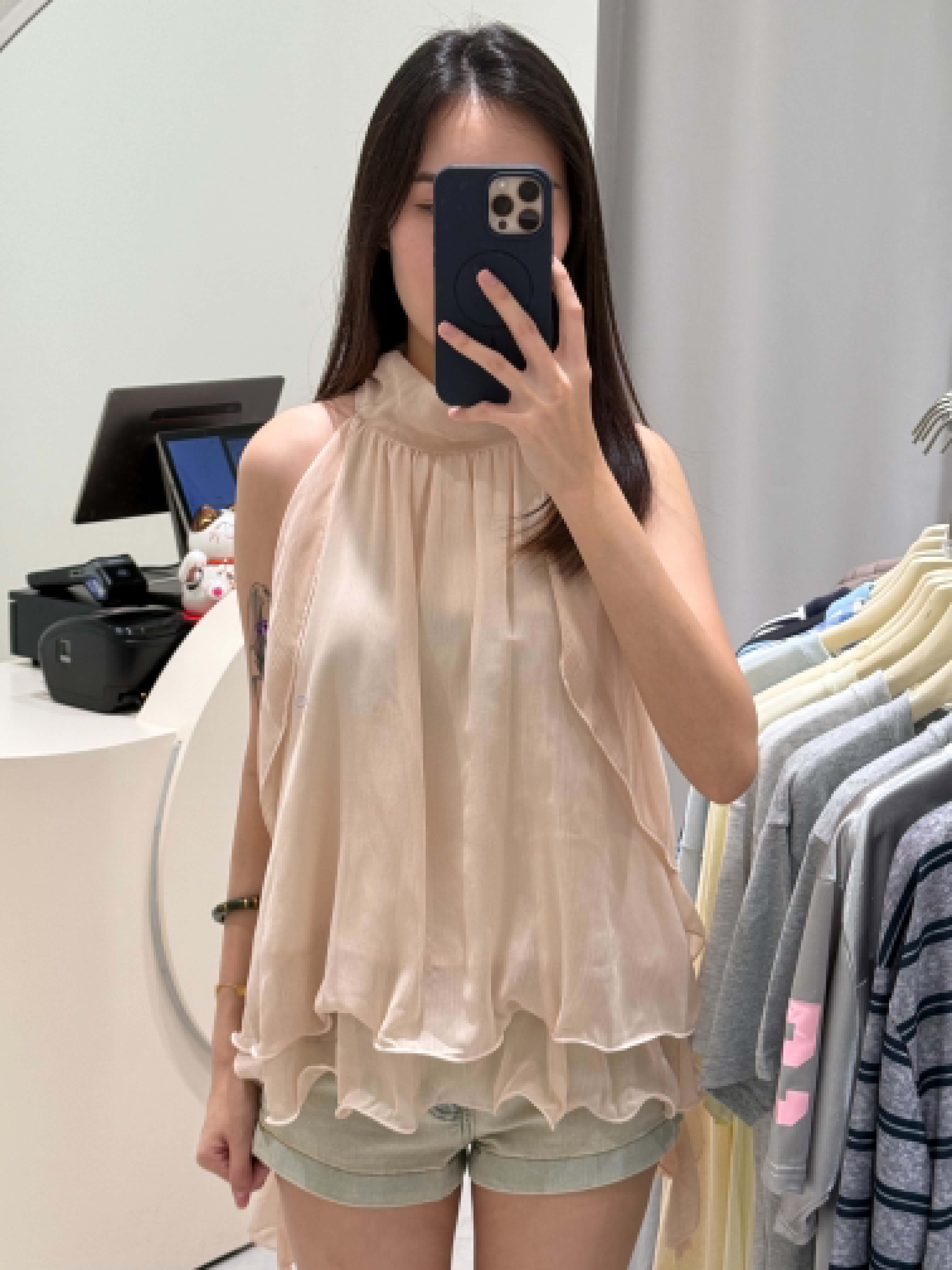 Sleeveless Ruffle Blouse