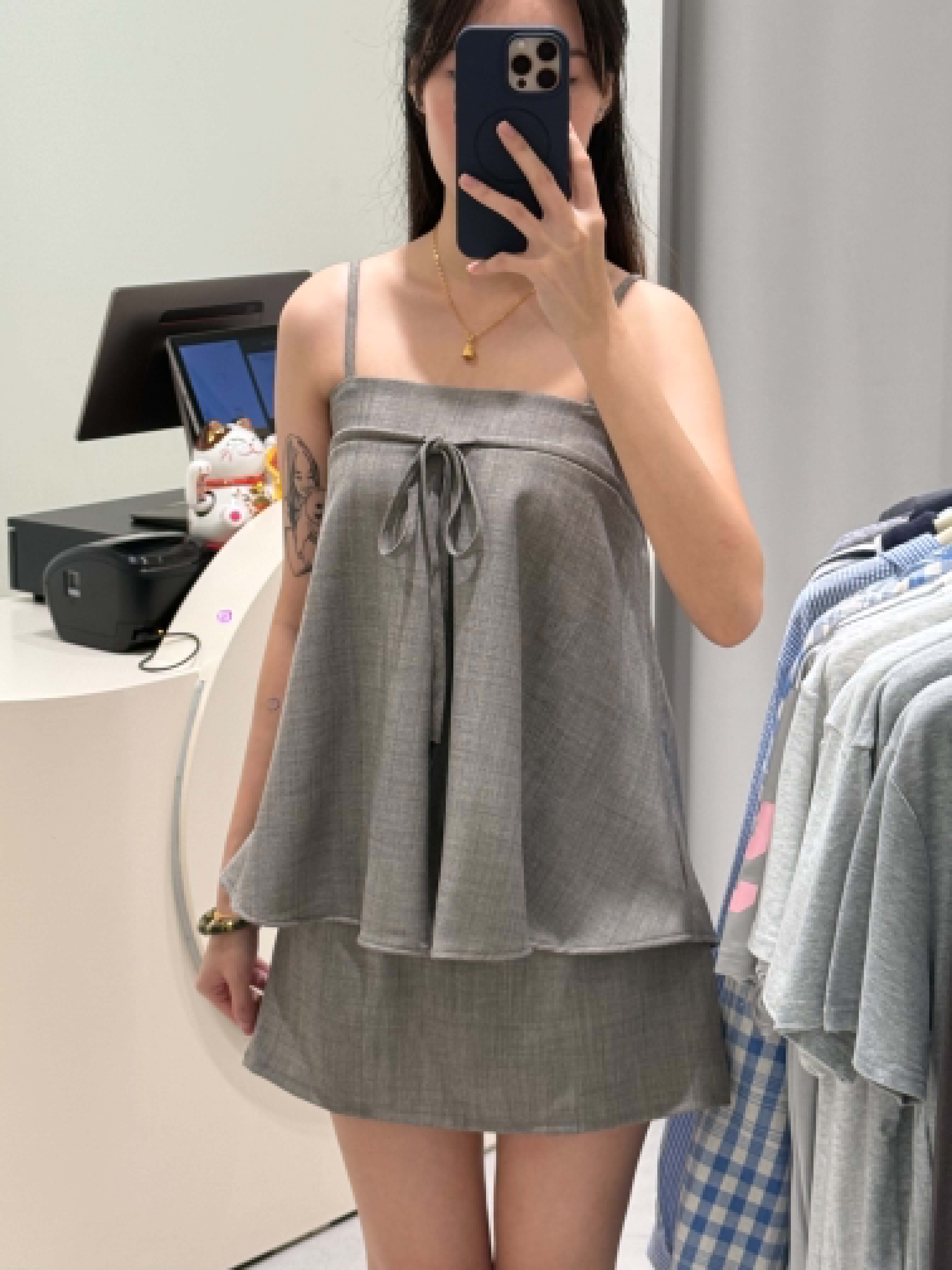 Sleeveless Ribbon Flare Blouse & Skirt Set