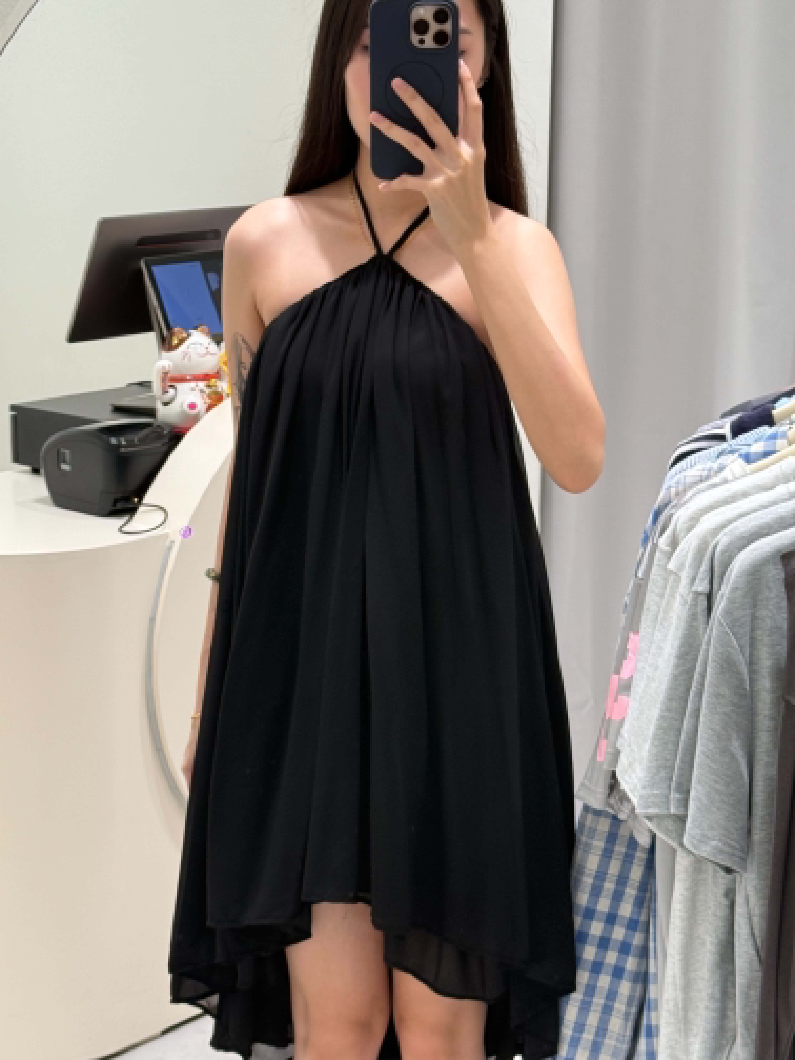 Sleeveless Halter Neck Mesh Dress