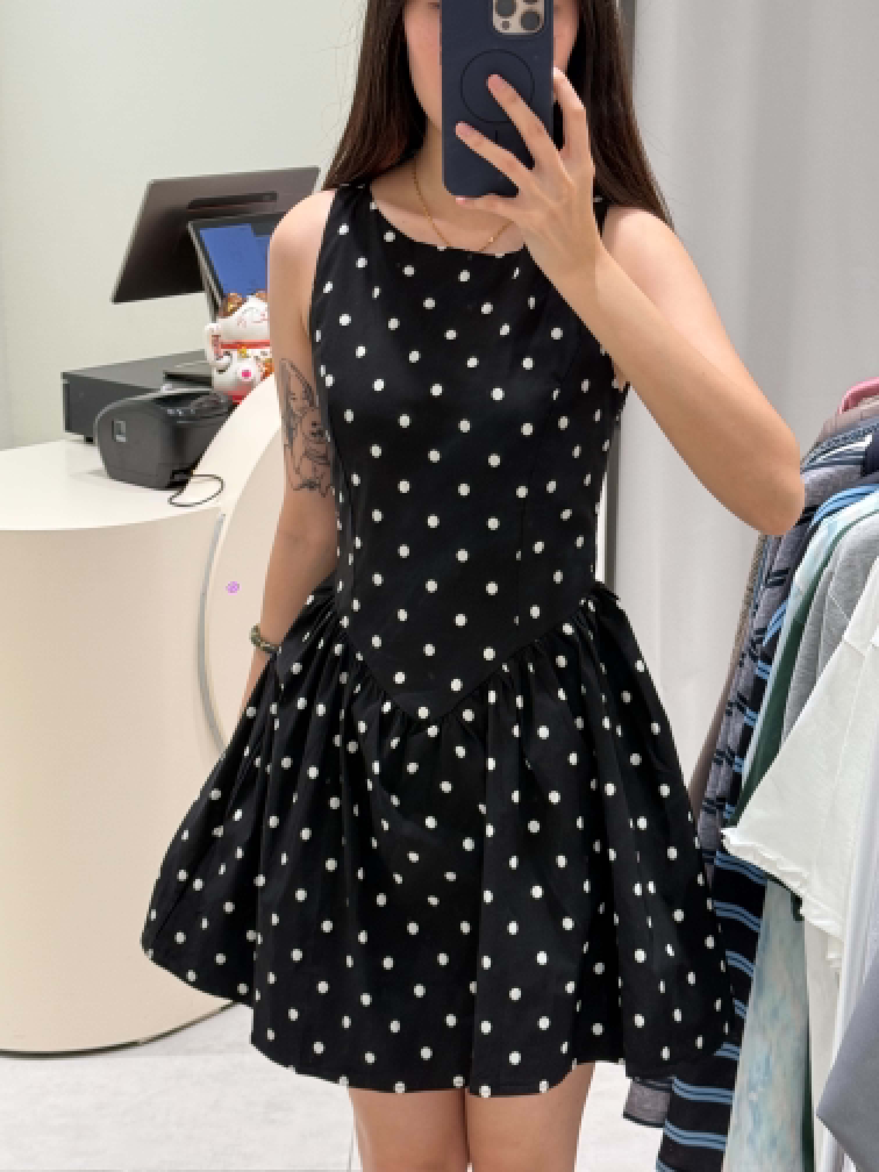 Polka-Dot Sleeveless Dress