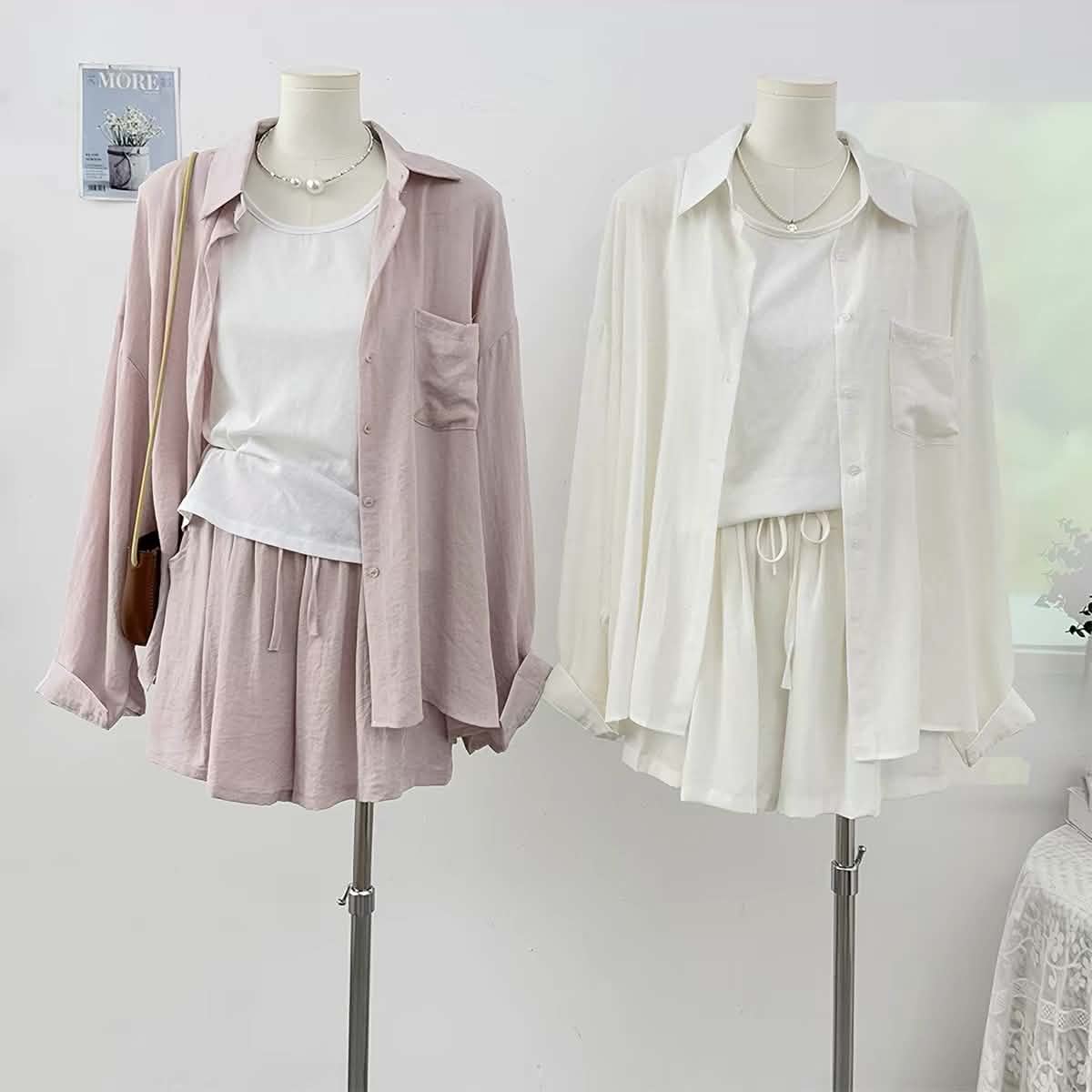 Linen Shirt & Shorts with Singlet