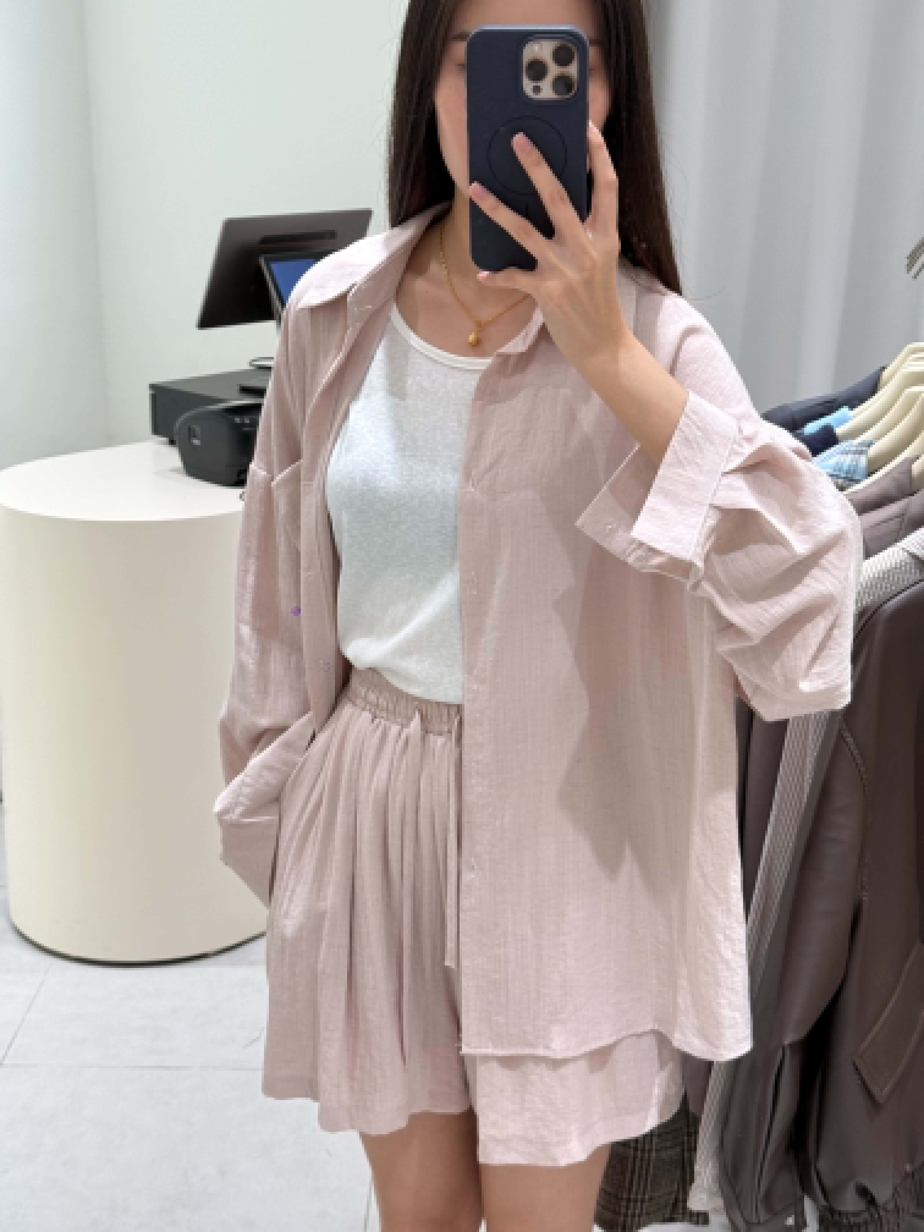Linen Shirt & Shorts with Singlet