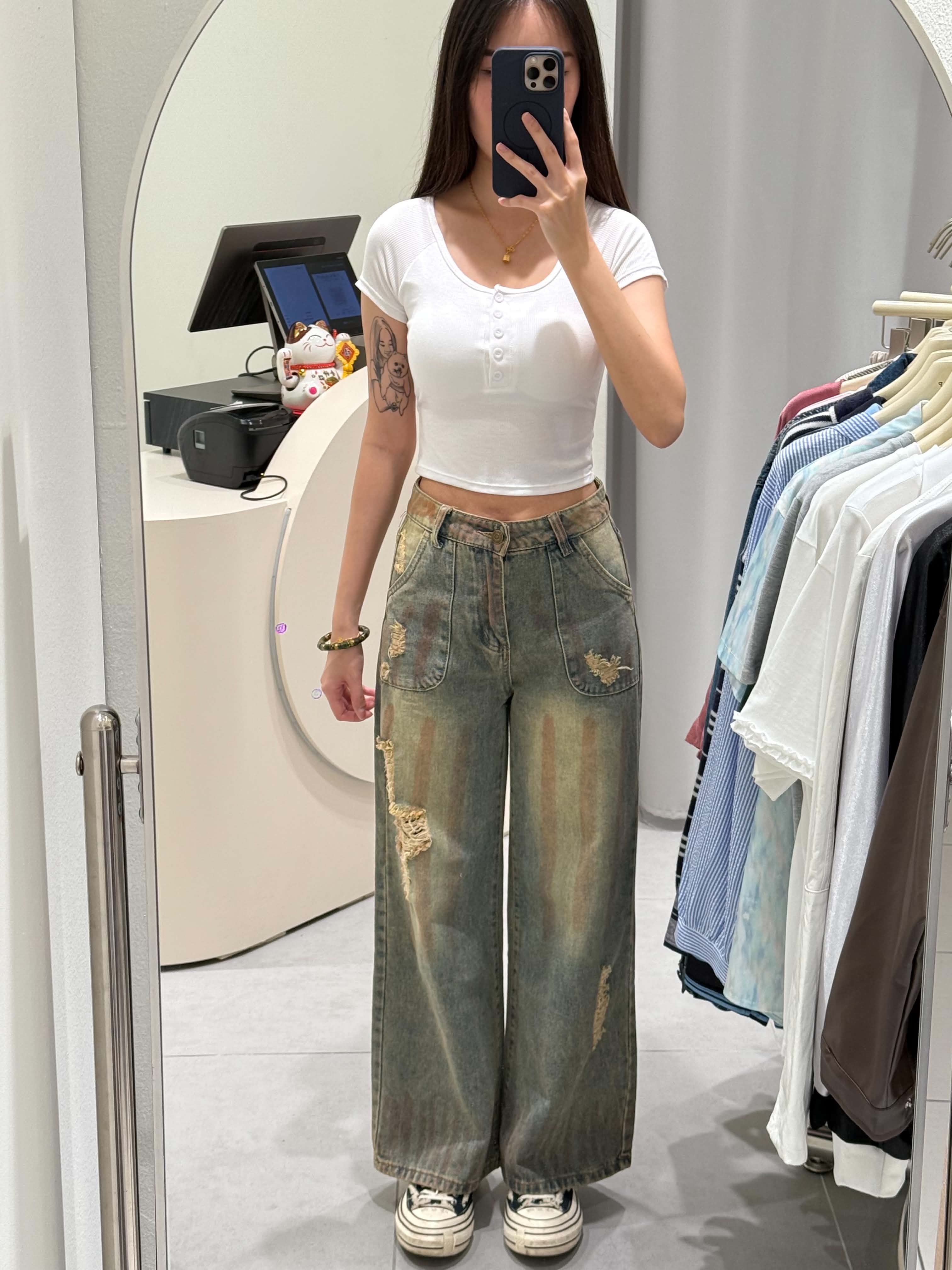 Denim Ripped Pants