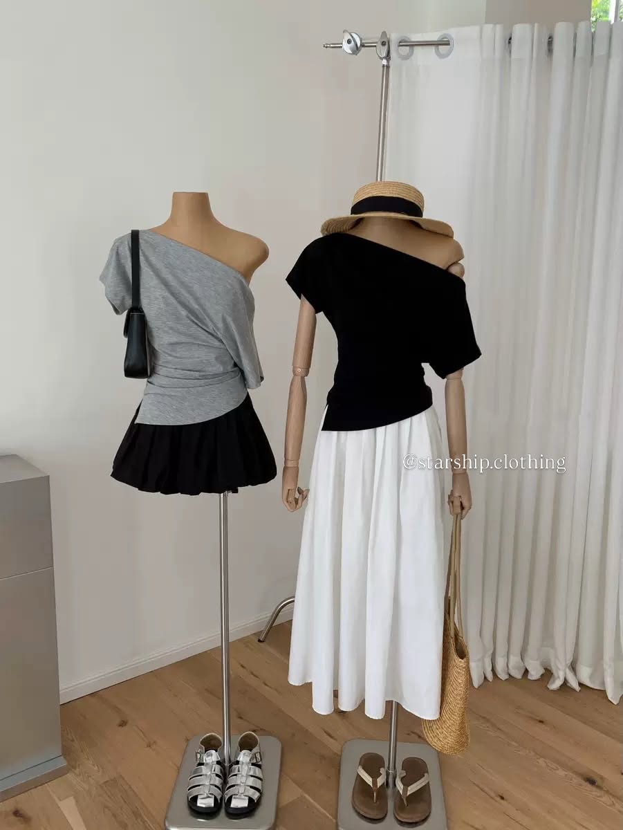 Slanted Shoulder T-Shirt