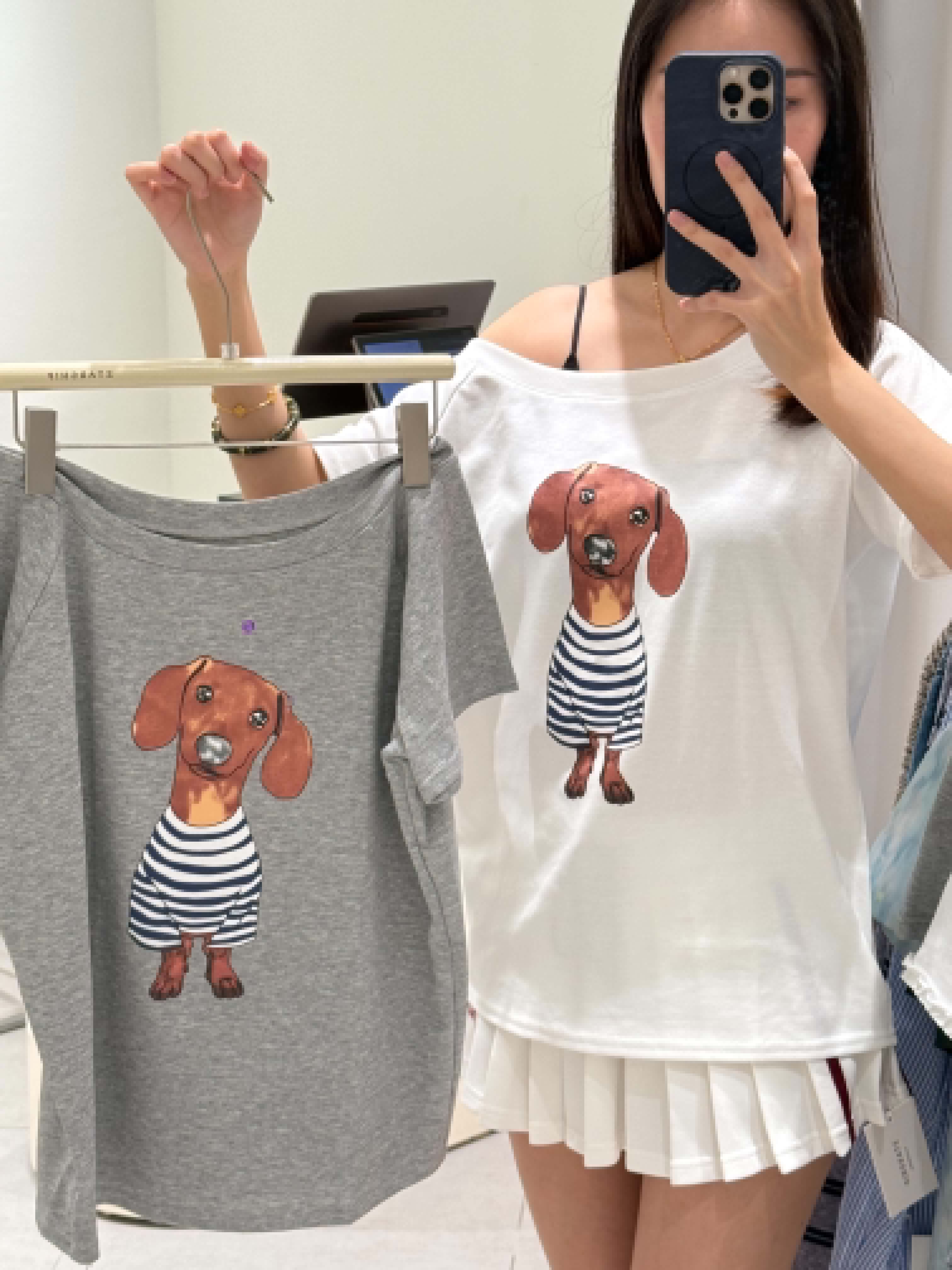 Doggy Slanted Shoulder T-Shirt