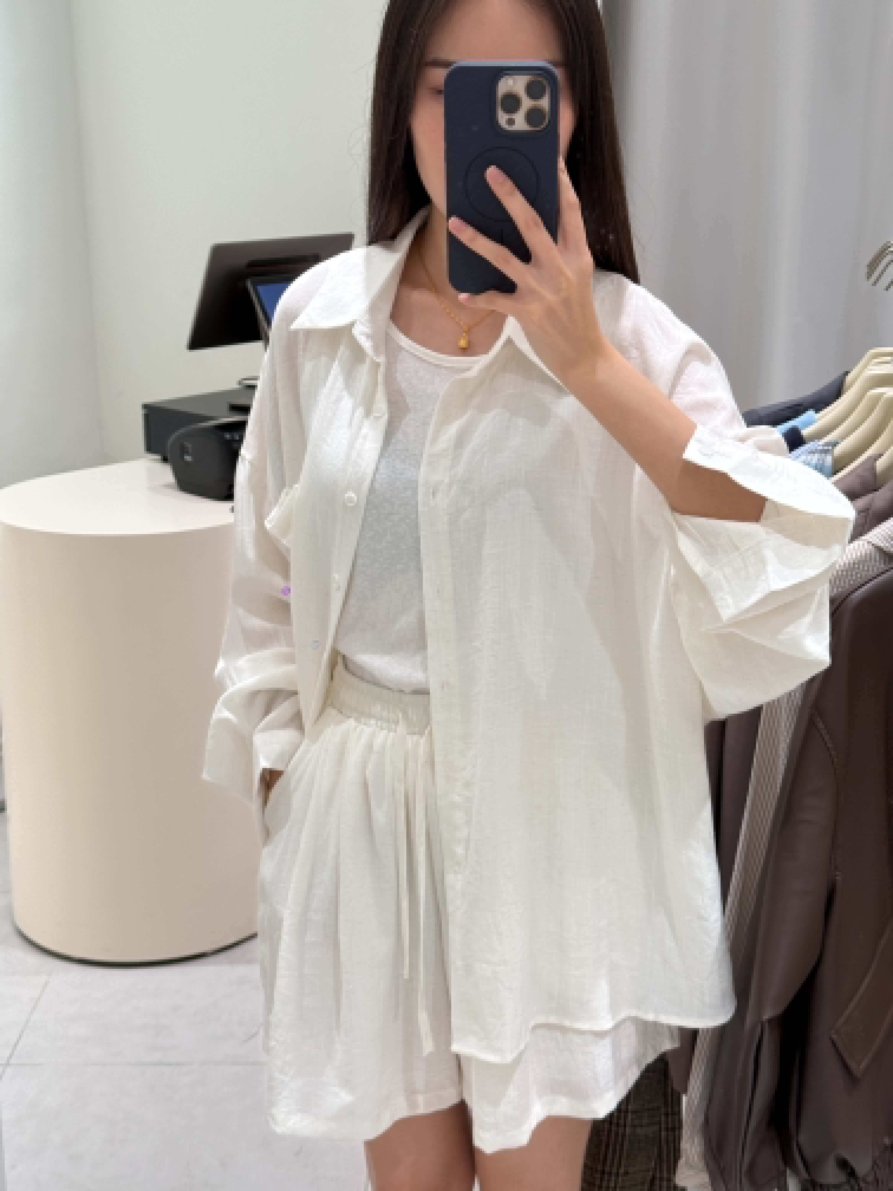 Linen Shirt & Shorts with Singlet