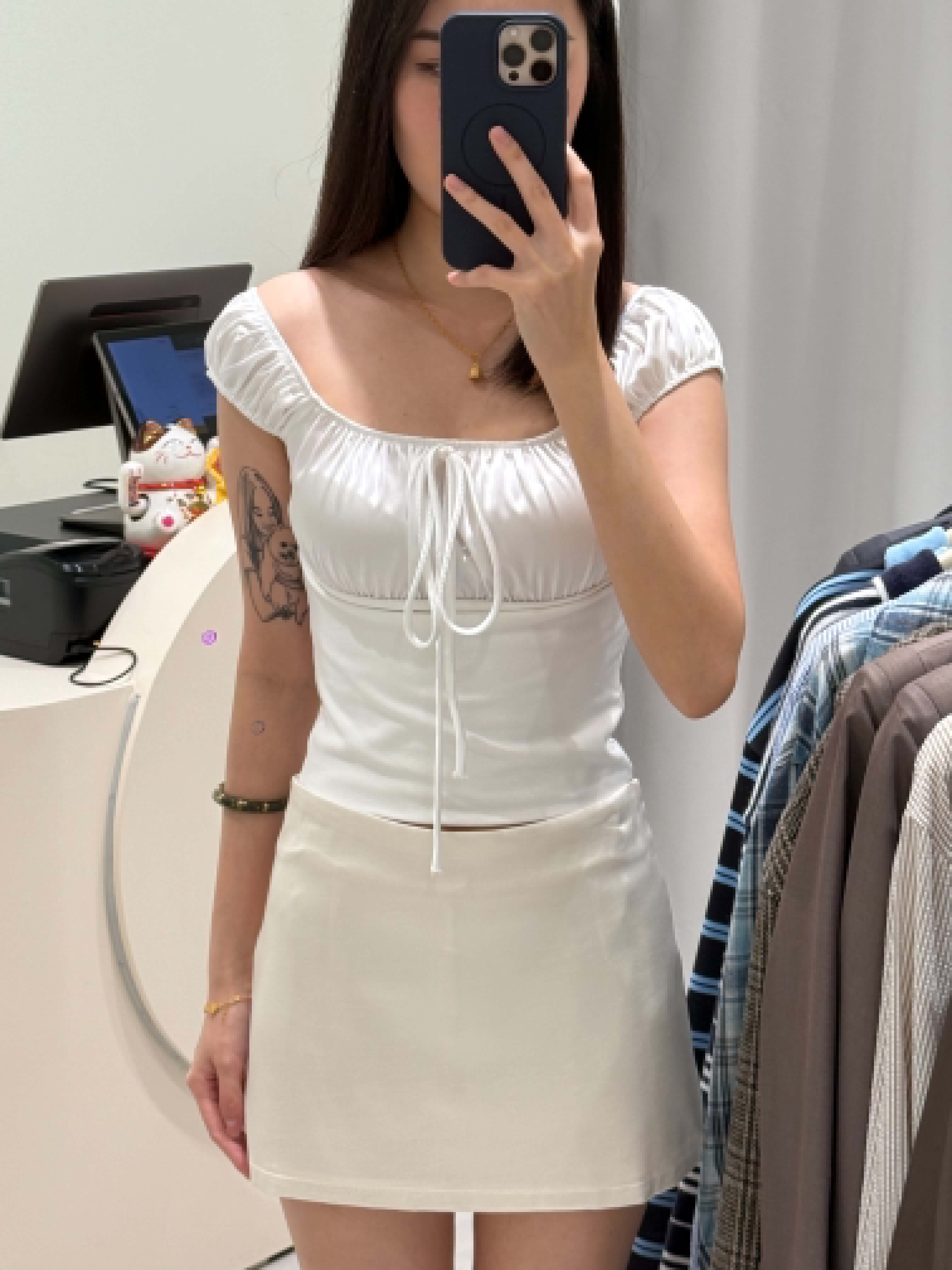 Satin Puffy Sleeve Korean Blouse