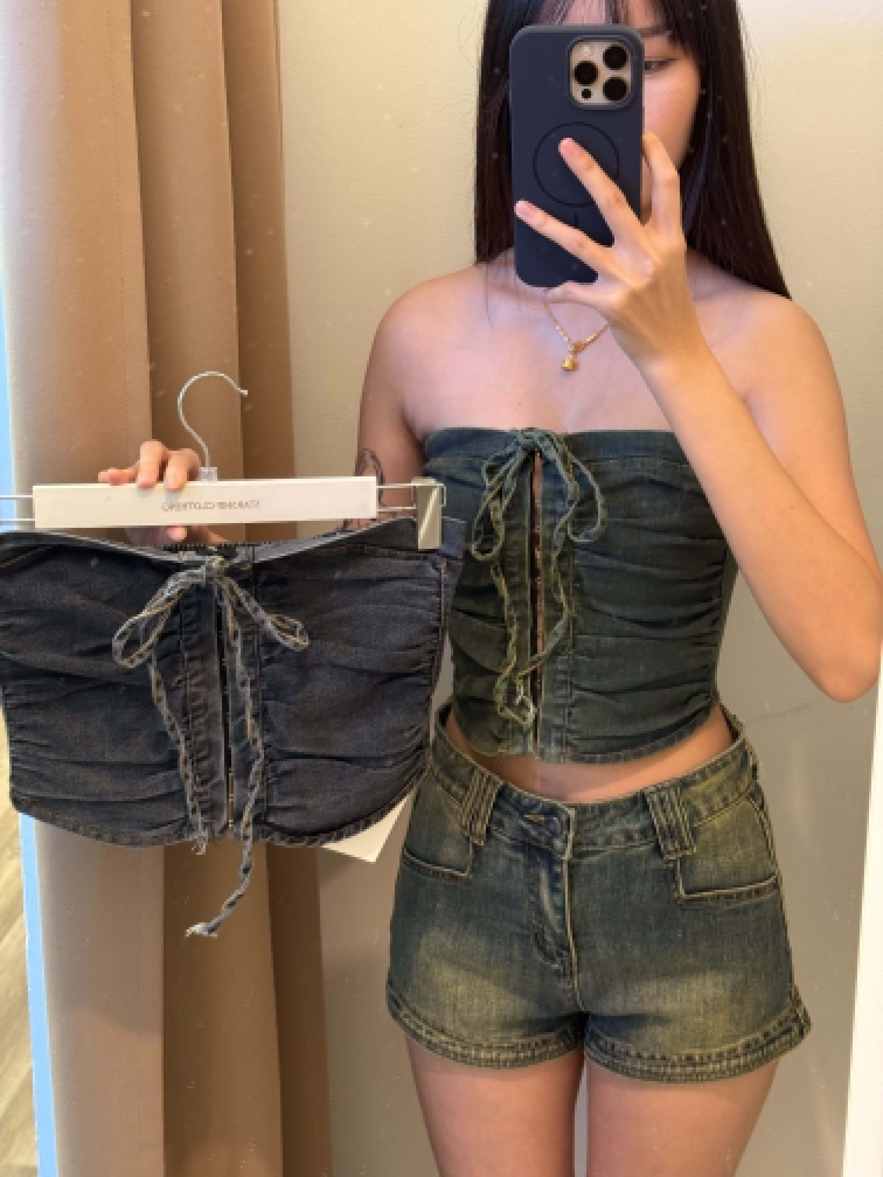 Denim Tube Crop Top