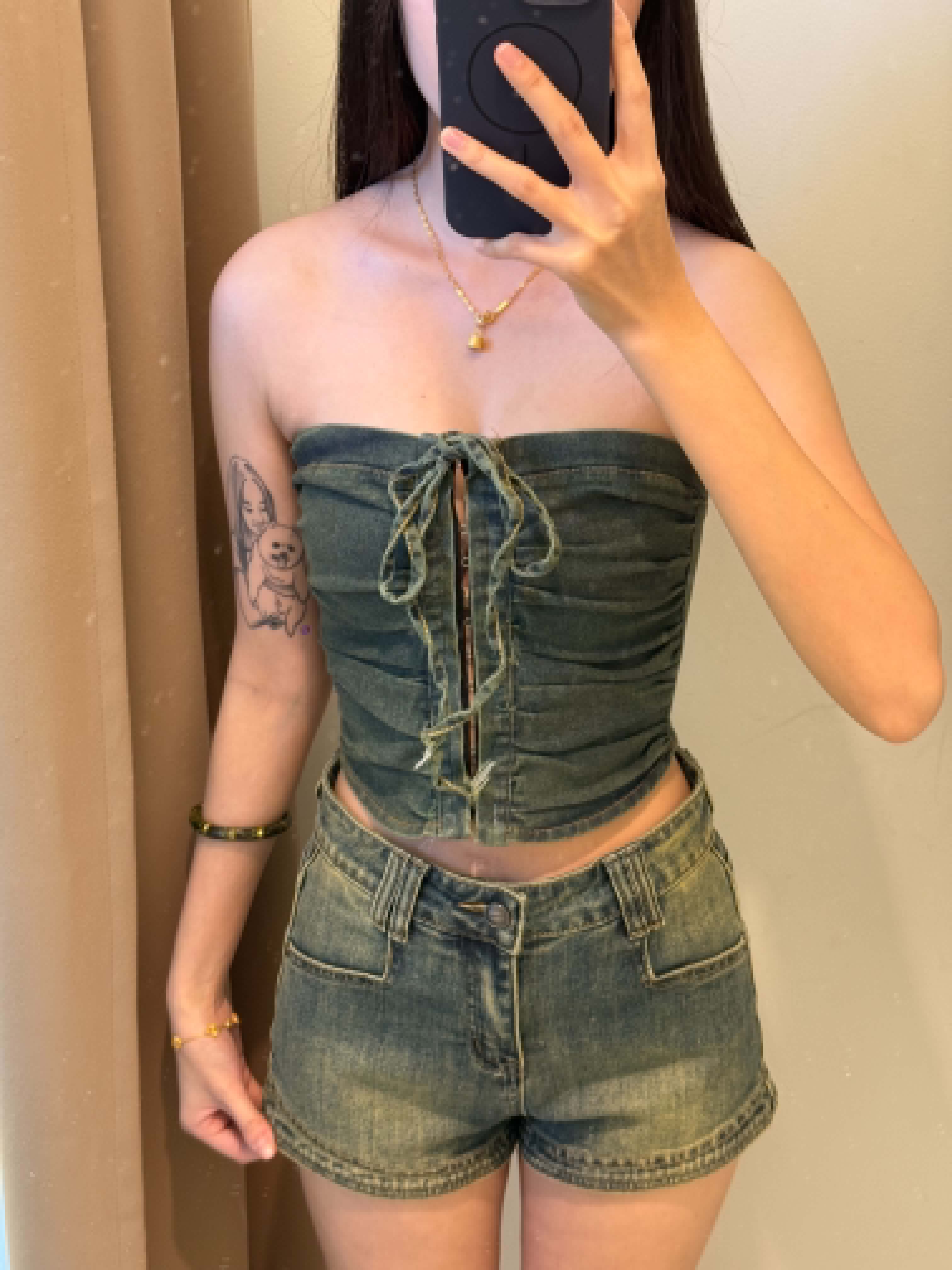 Denim Tube Crop Top
