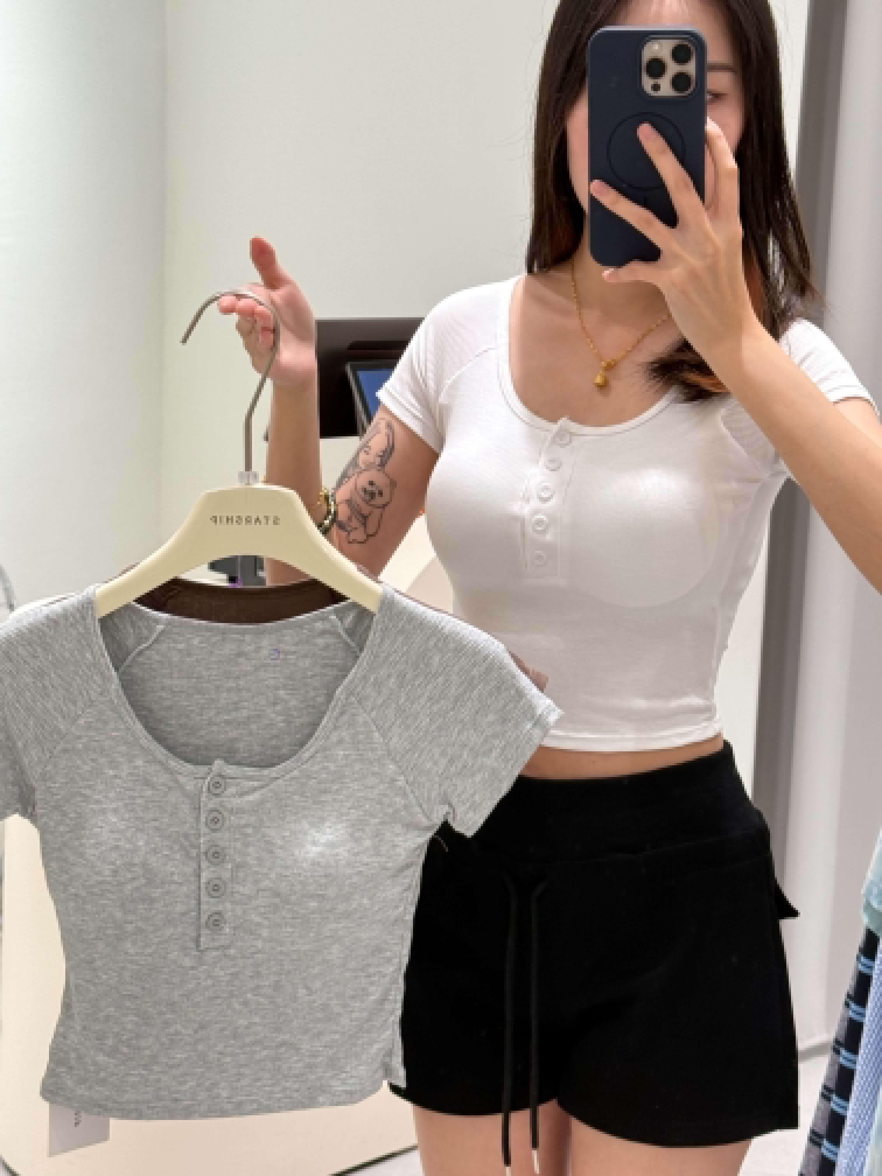 Round Neck Padded Short Sleeve Top