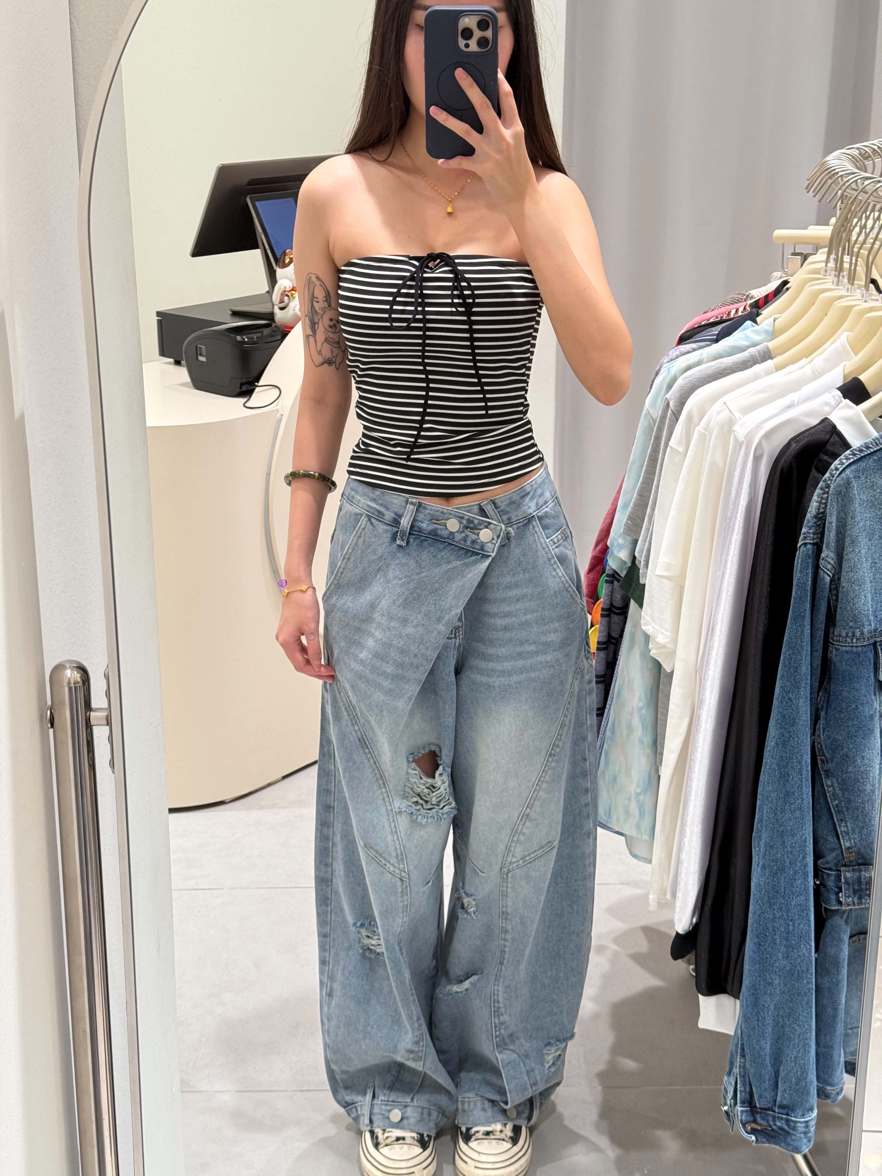 Denim Mop Pants