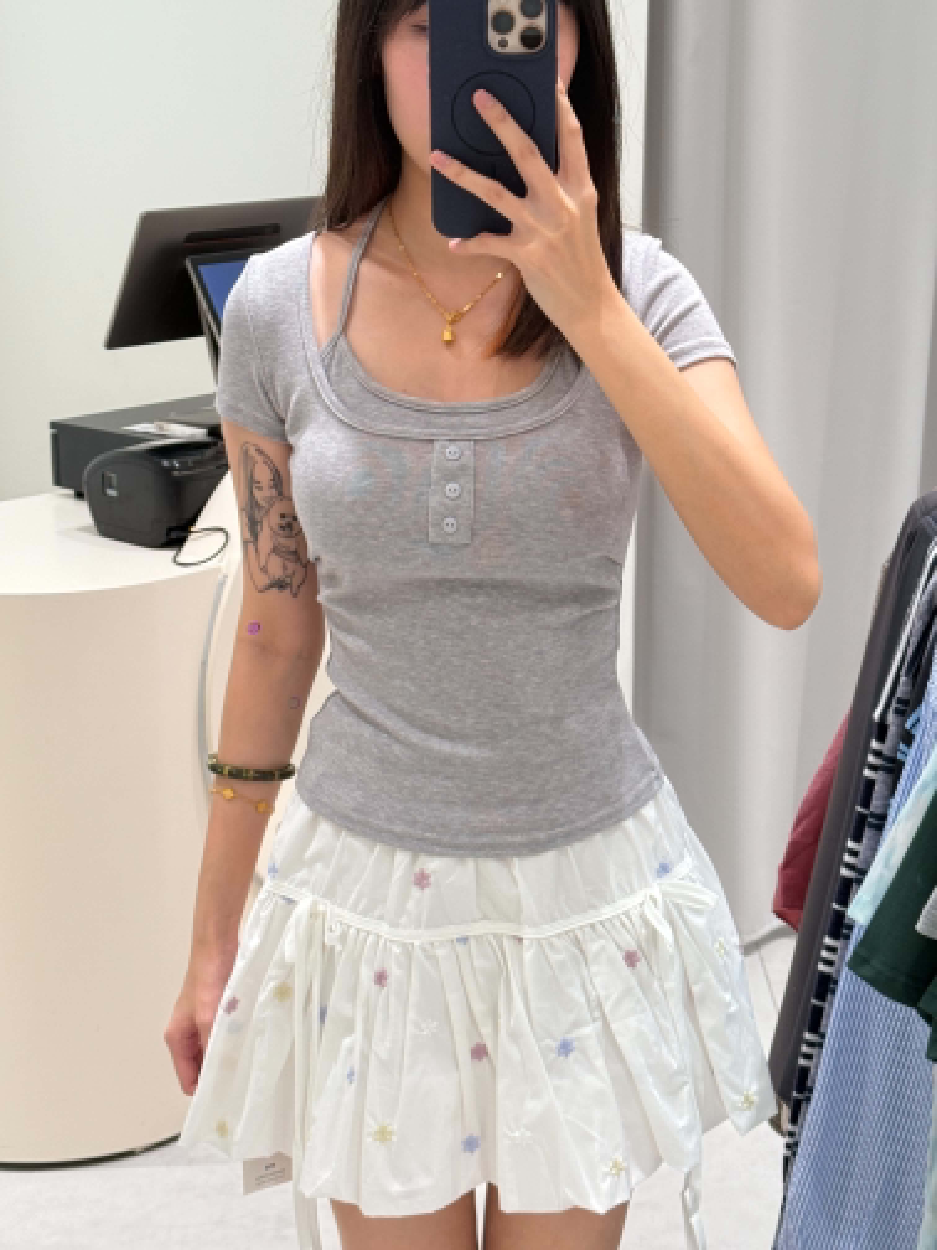 Short Sleeve Padded Blouse