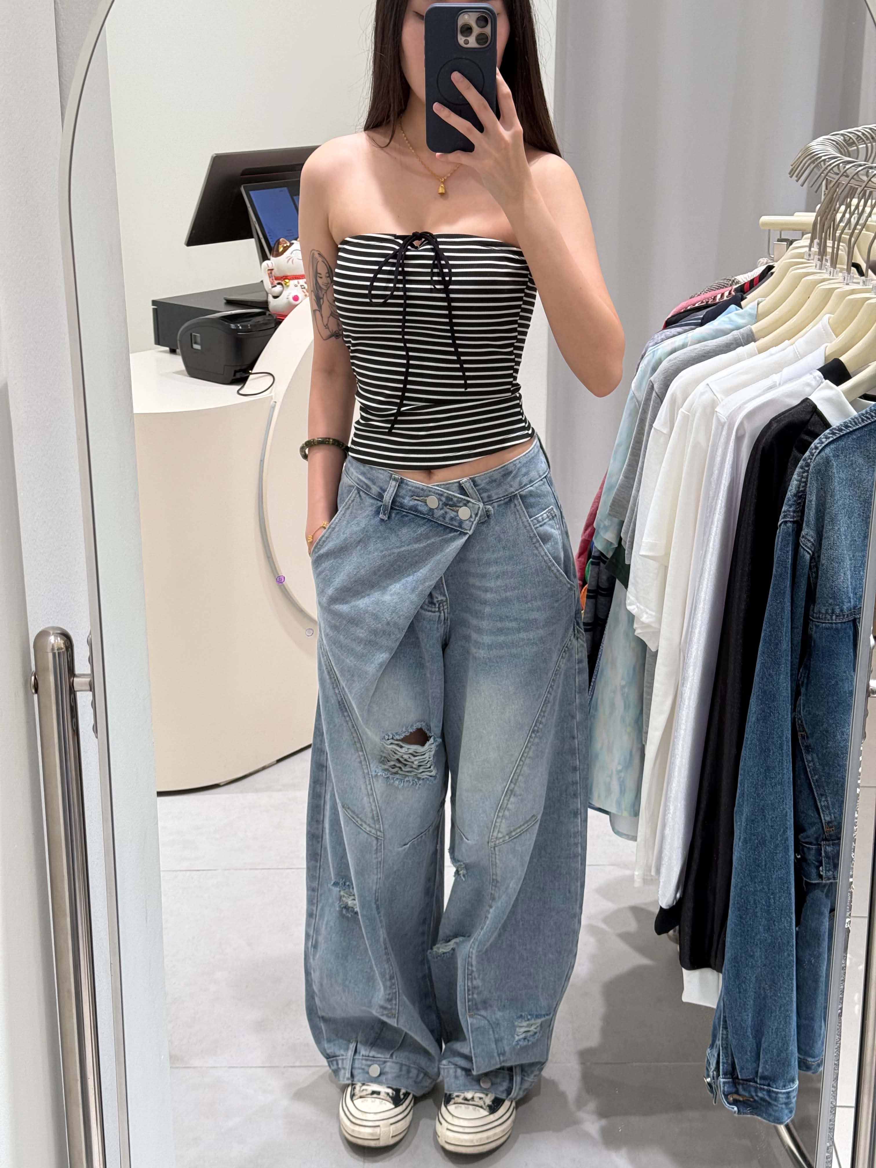 Denim Mop Pants