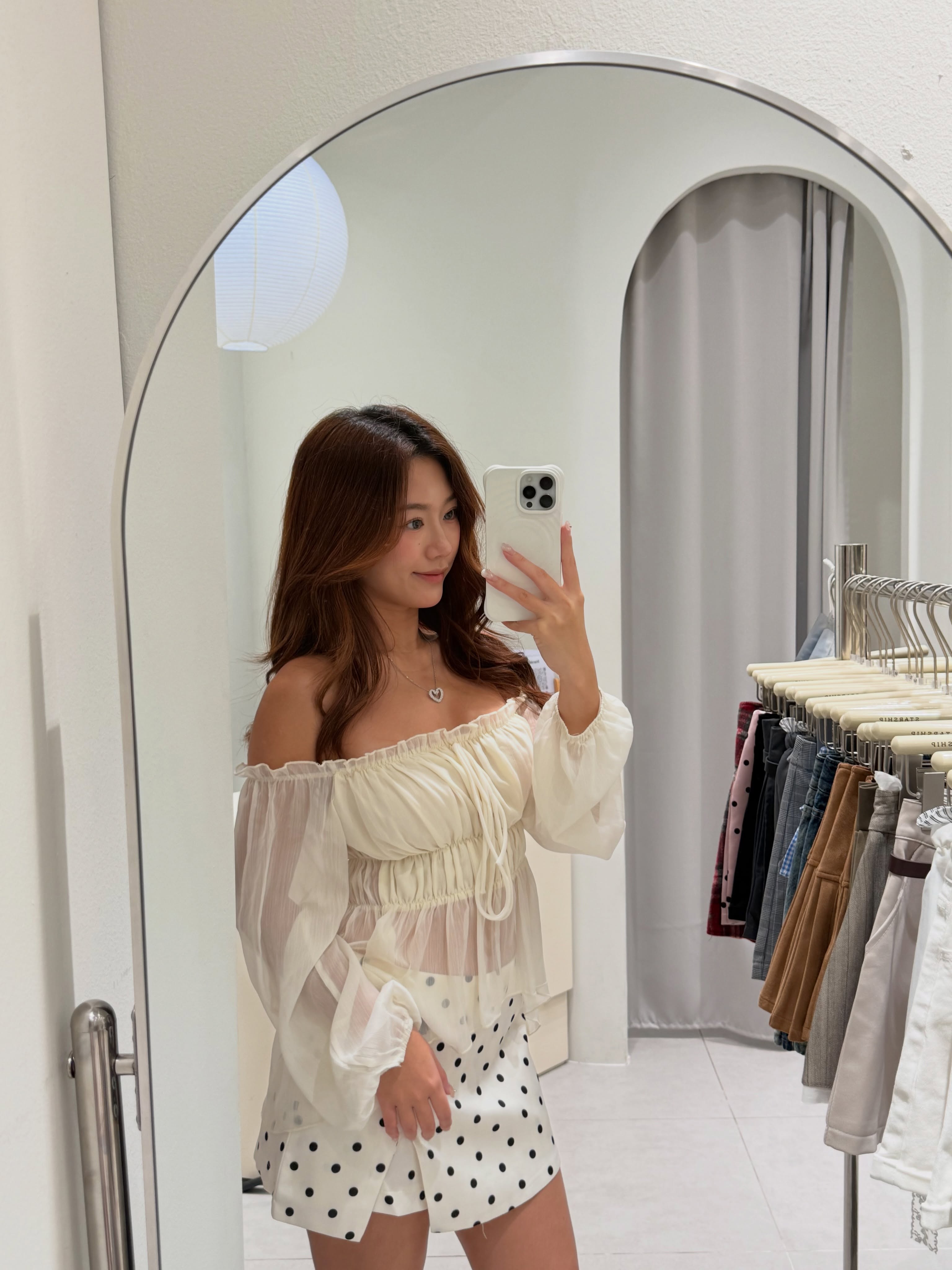 Off Shoulder Mesh Blouse