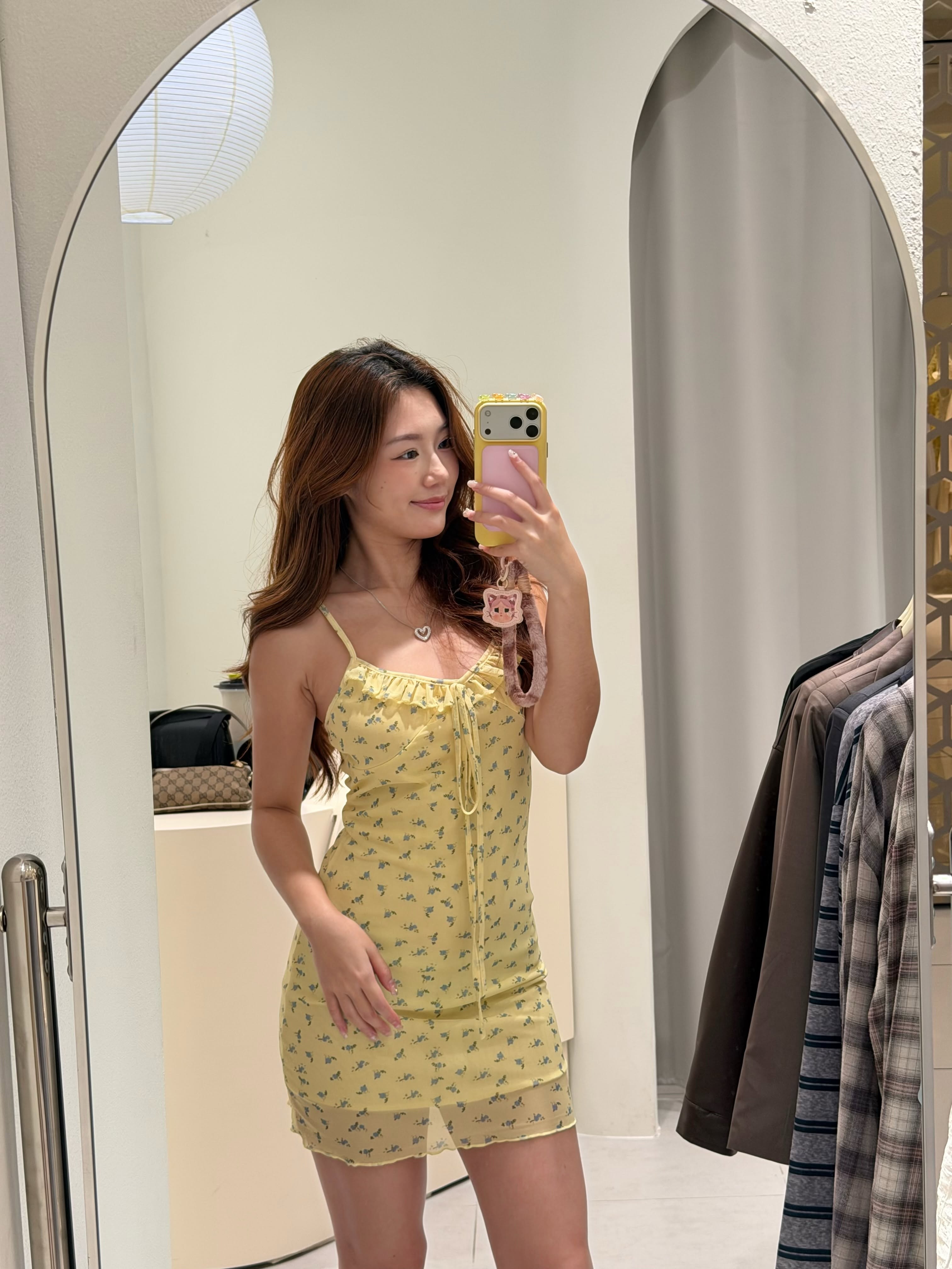 Yellow Sleeveless Floral Dress