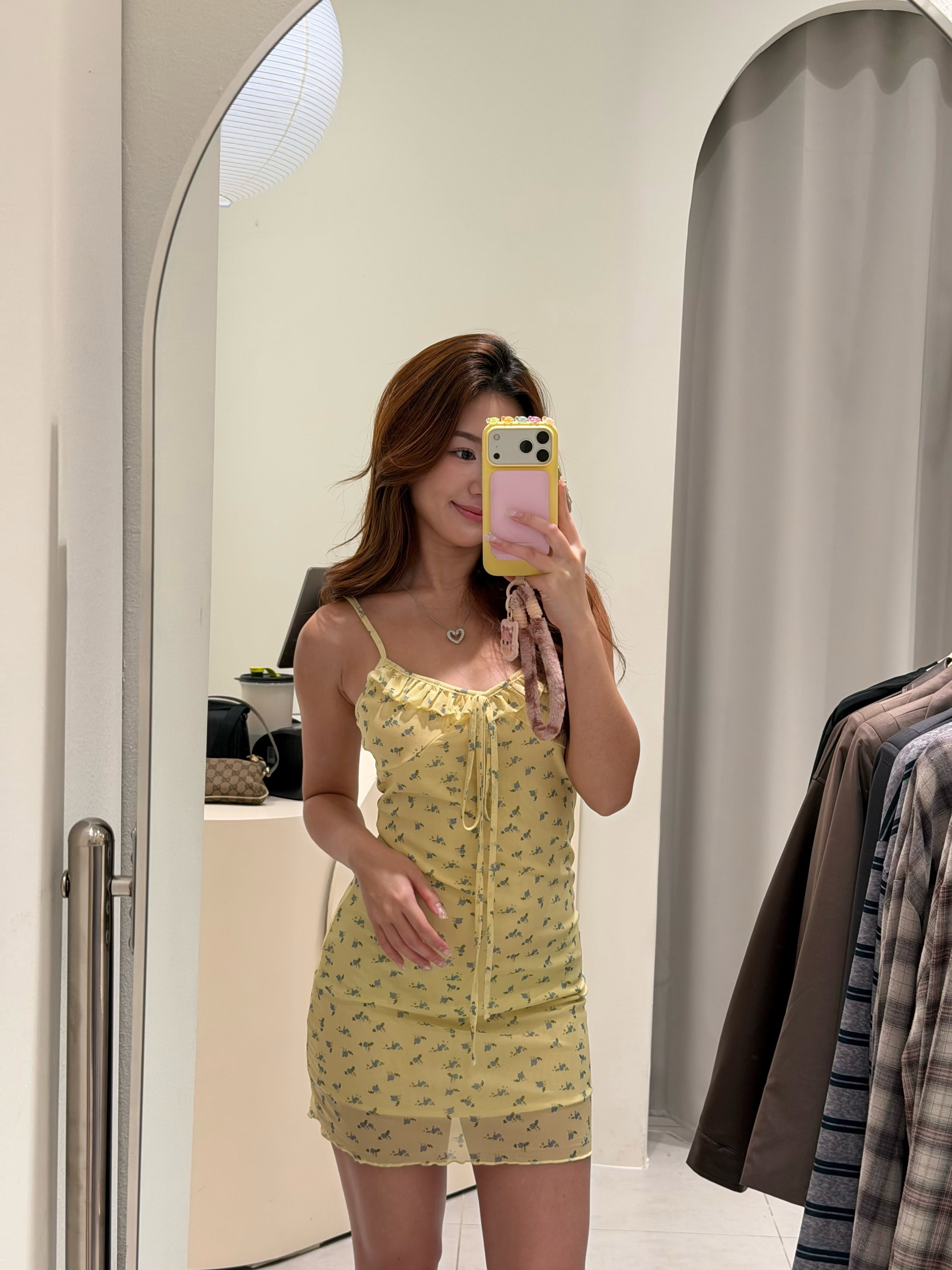 Yellow Sleeveless Floral Dress