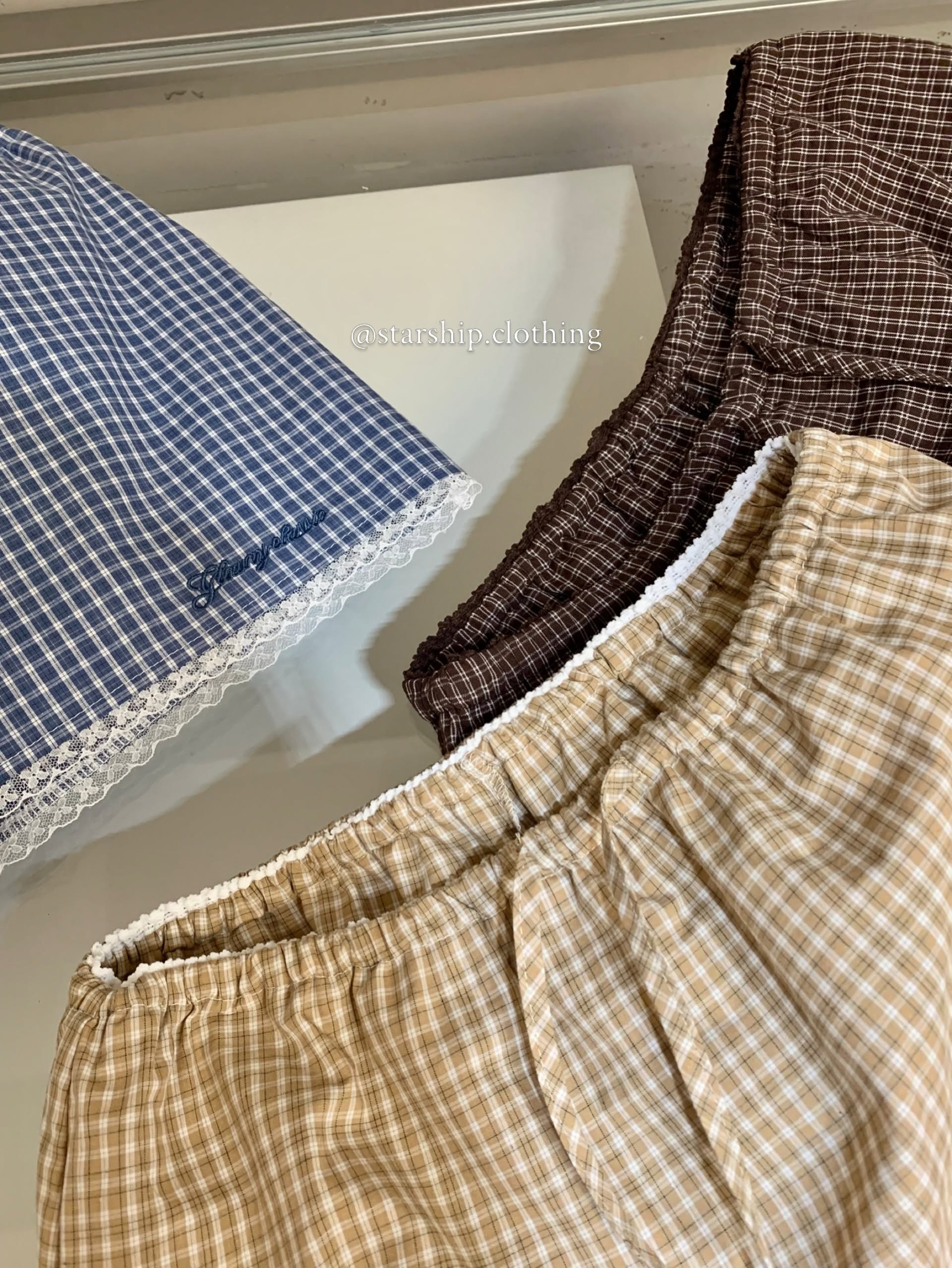 Drawstring Checkered Skort