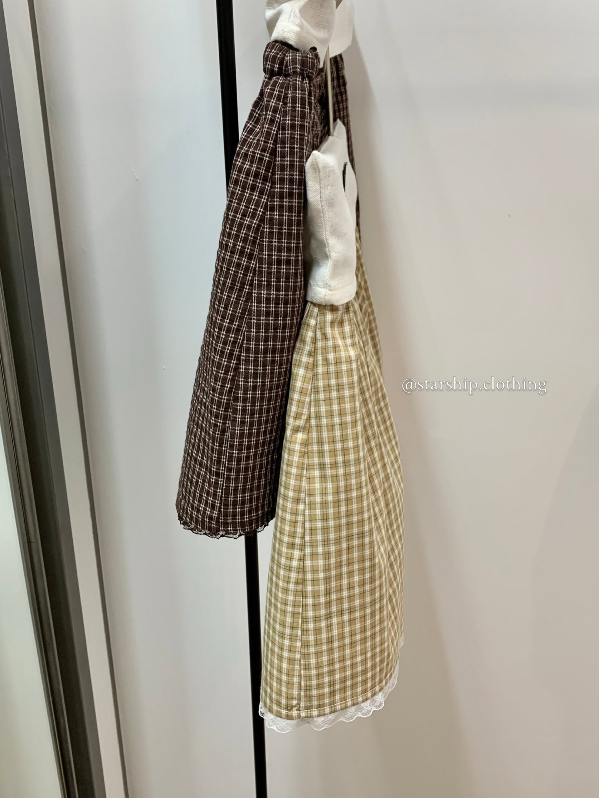 Drawstring Checkered Skort