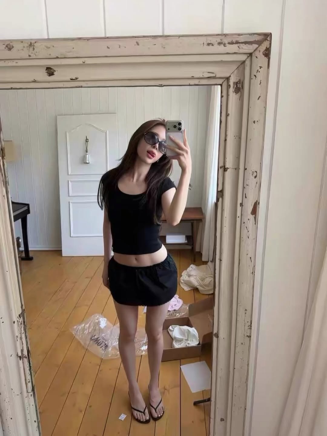 Drawstring Checkered Skort
